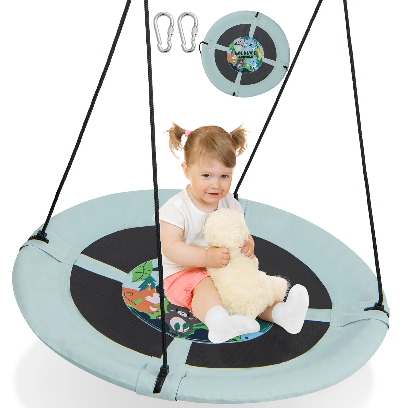 40 Inches Saucer Tree Swing with Adjustable Hanging Ropes and 900D Oxford Fabric - Image 20
