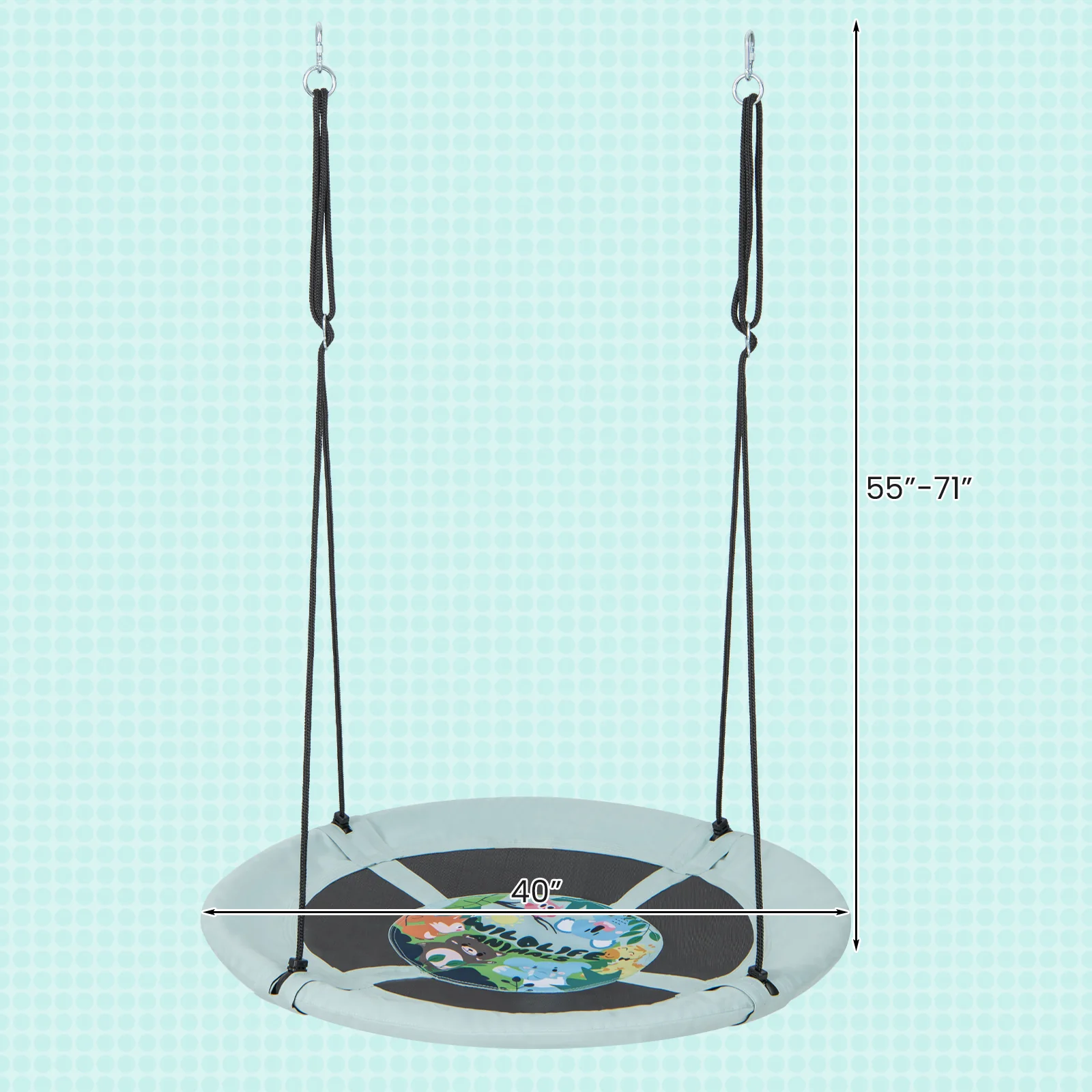 40 Inches Saucer Tree Swing with Adjustable Hanging Ropes and 900D Oxford Fabric - Image 21