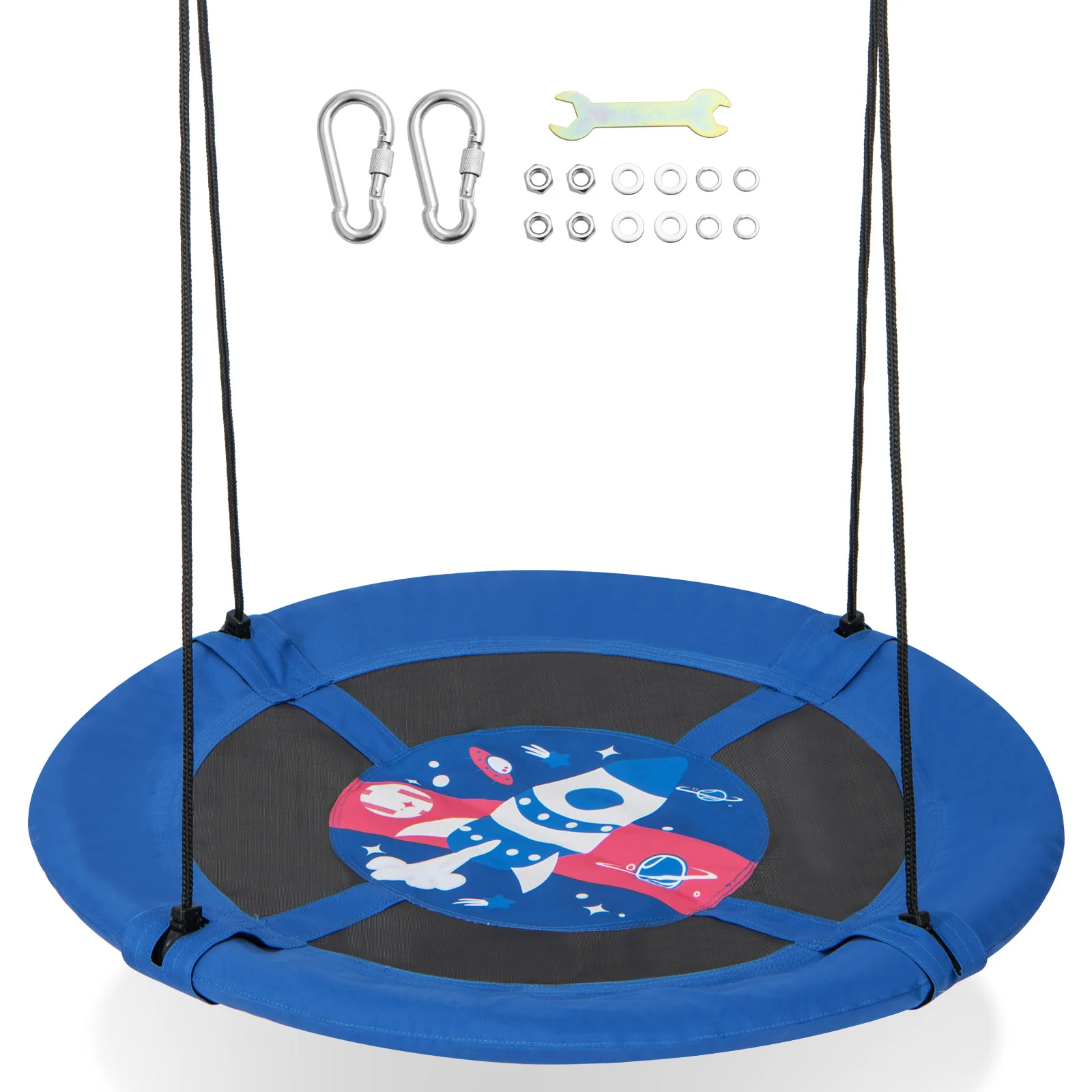 40 Inches Saucer Tree Swing with Adjustable Hanging Ropes and 900D Oxford Fabric - Image 3