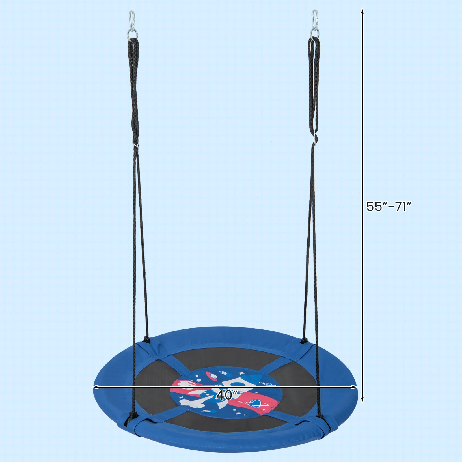 40 Inches Saucer Tree Swing with Adjustable Hanging Ropes and 900D Oxford Fabric - Image 5