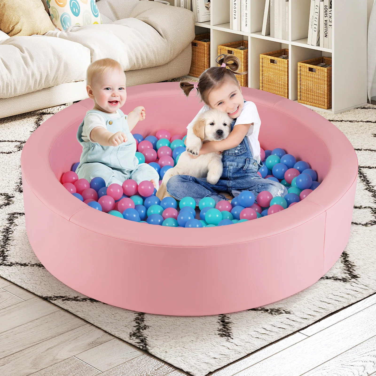 42.5 Inch Round Foam Ball Pits with 25D Sponge Filling and Washable PU Cover for Toddlers - Image 10