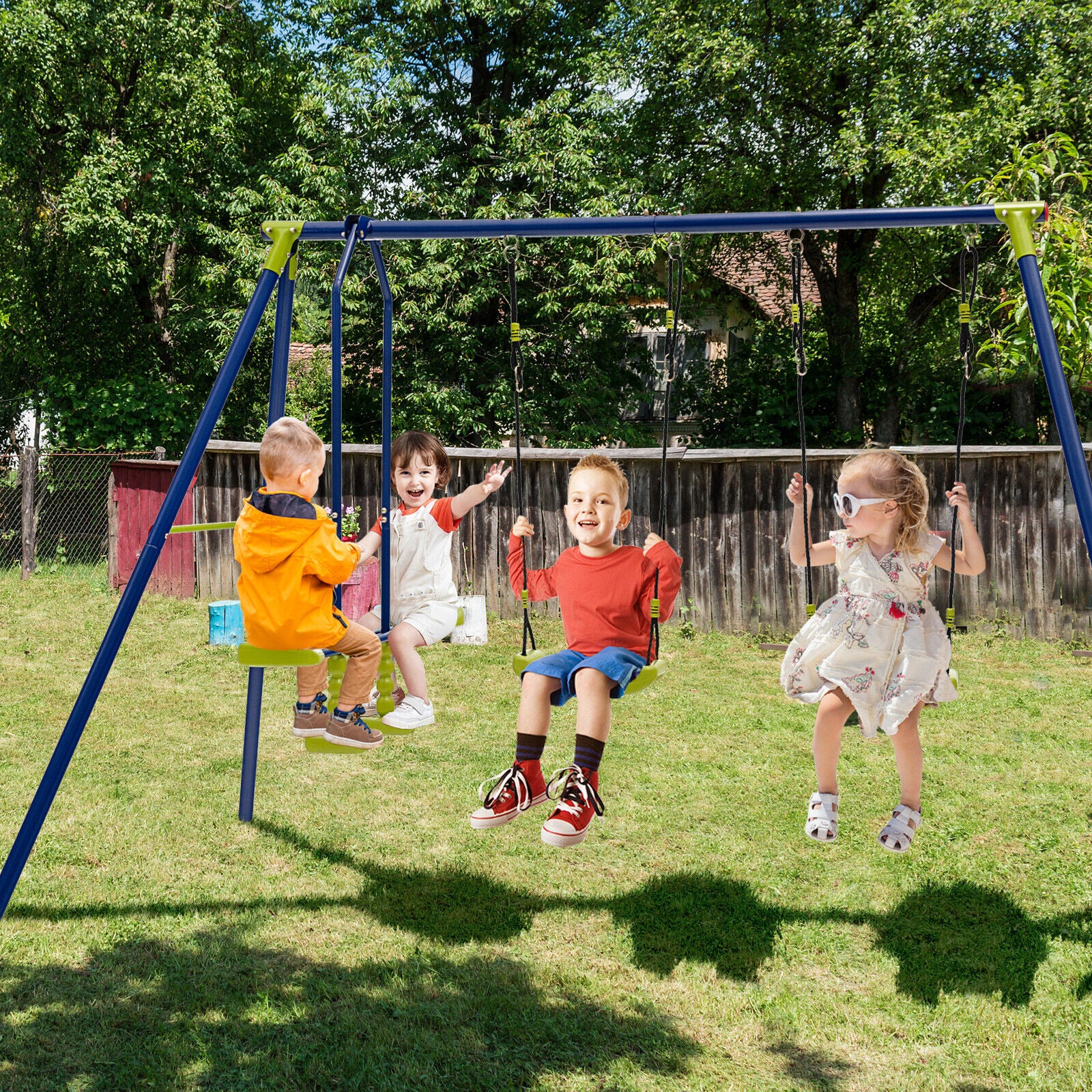 440 Pounds Kids Swing Set with Two Swings and One Glider - Image 6