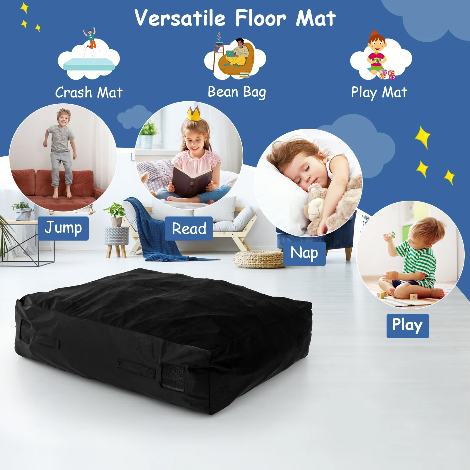 47 x 35.5 Inch Crash Pad Sensory Mat with Foam Blocks and Washable Cover - Image 15