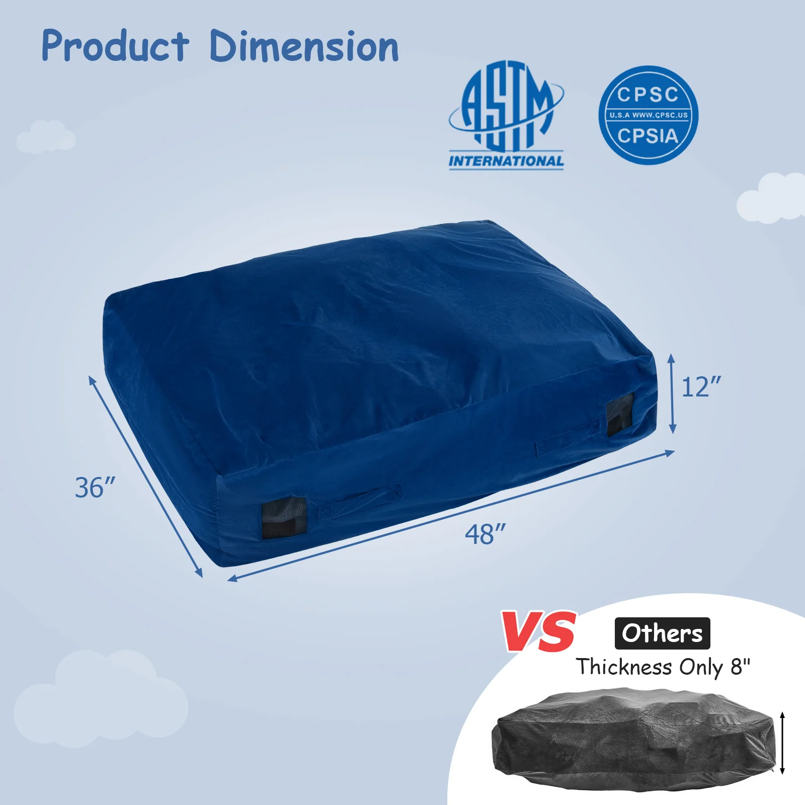 47 x 35.5 Inch Crash Pad Sensory Mat with Foam Blocks and Washable Cover - Image 5