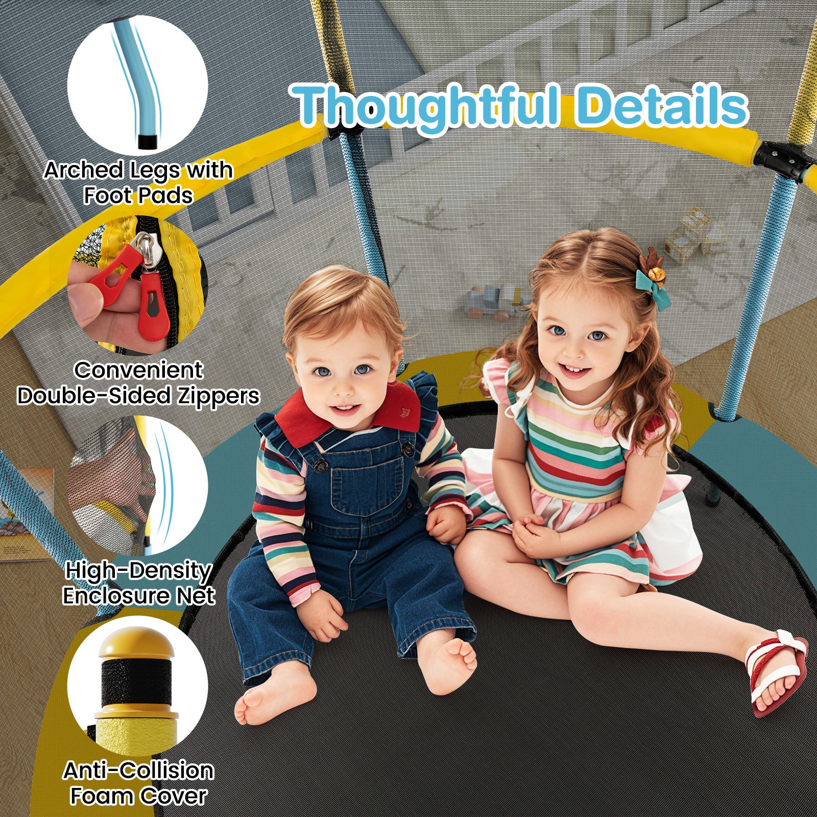 48 Inch Toddler Trampoline with Safety Enclosure Net - Image 13