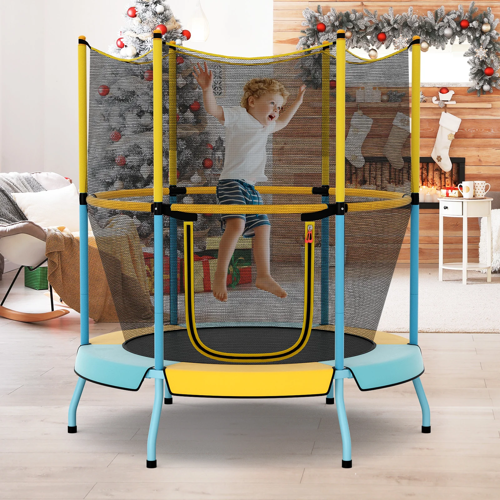 48 Inch Toddler Trampoline with Safety Enclosure Net - Image 8