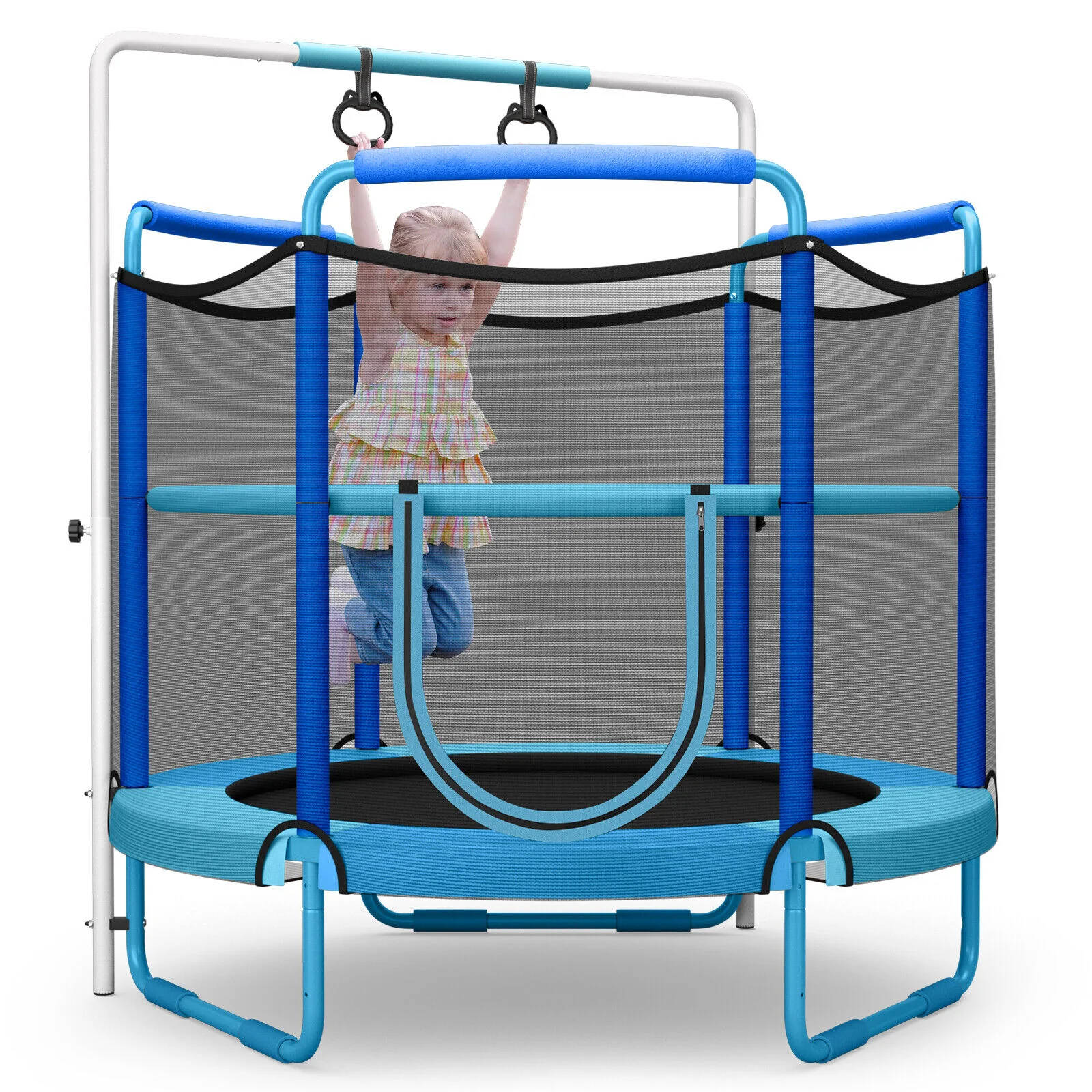 5 Feet Kids 3-in-1 Game Trampoline with Enclosure Net Spring Pad - Image 12
