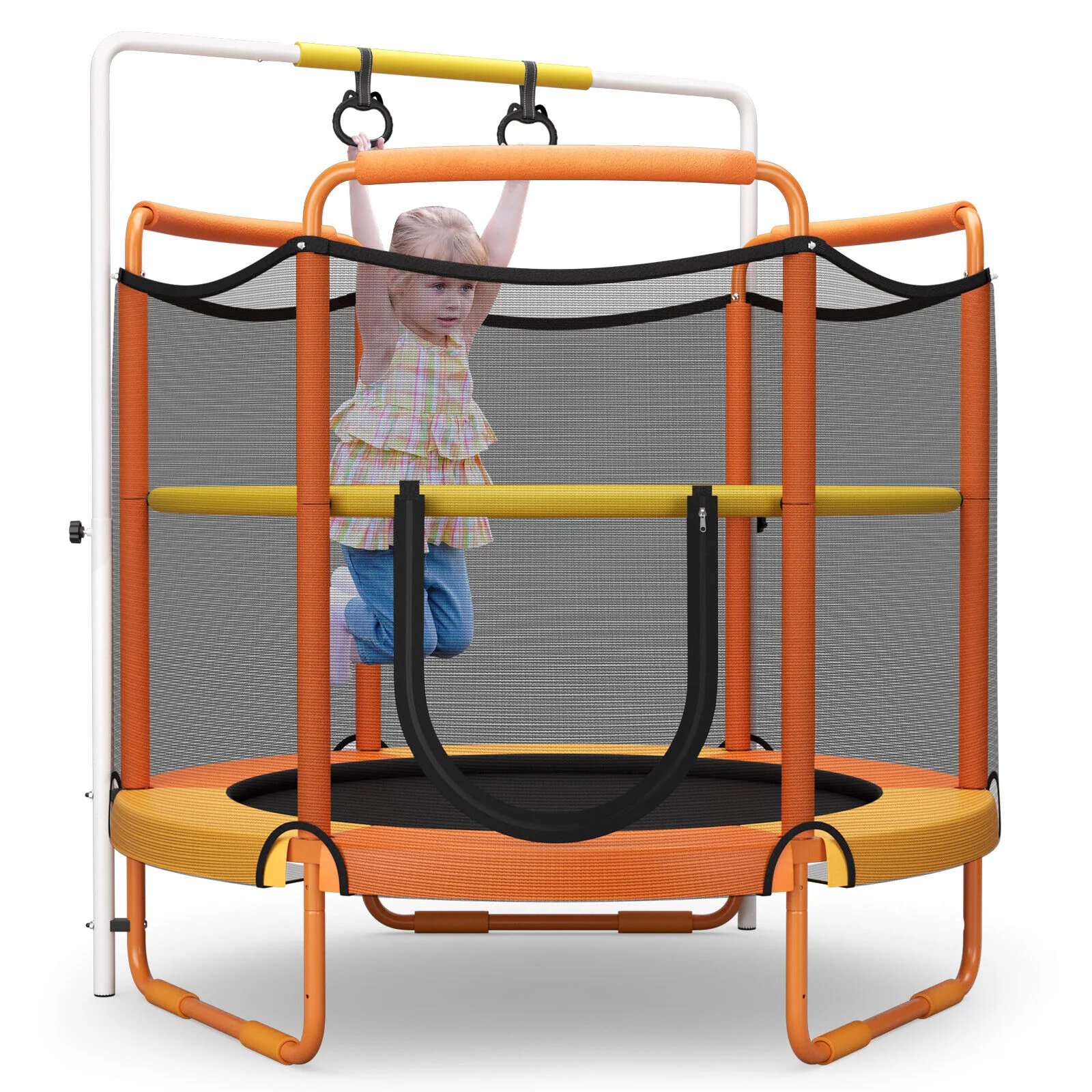 5 Feet Kids 3-in-1 Game Trampoline with Enclosure Net Spring Pad - Image 5