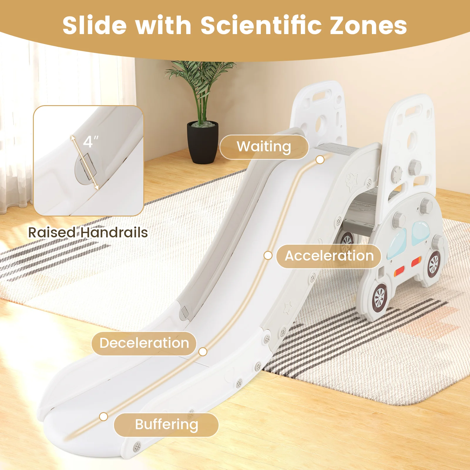 5 in 1 Convertible Toddler Slide Set Kids Art Easel with Stool and Book Rack - Image 8