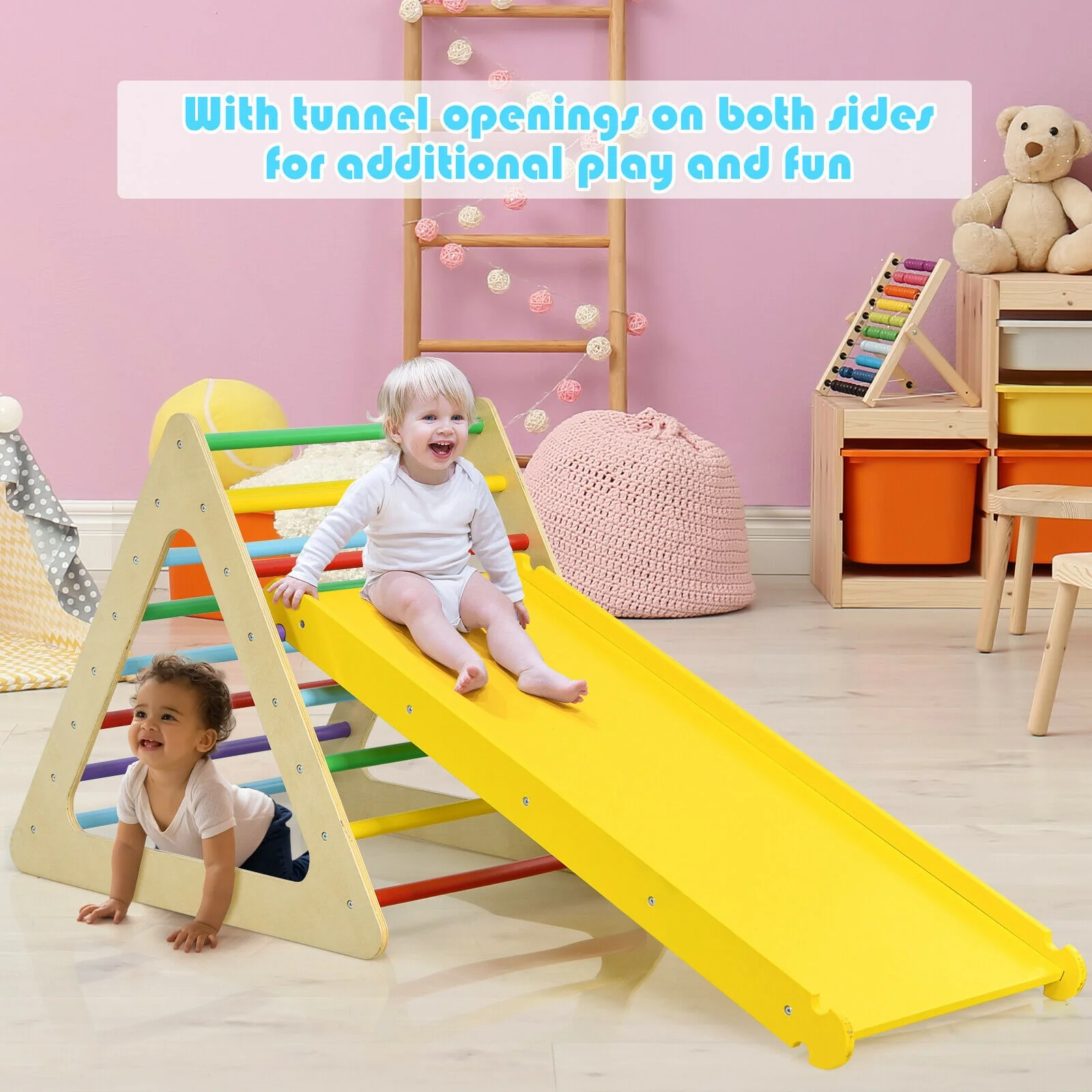 5 in 1 Kids Triangle Climber Play Gym Set with 2 Ramps - Image 7