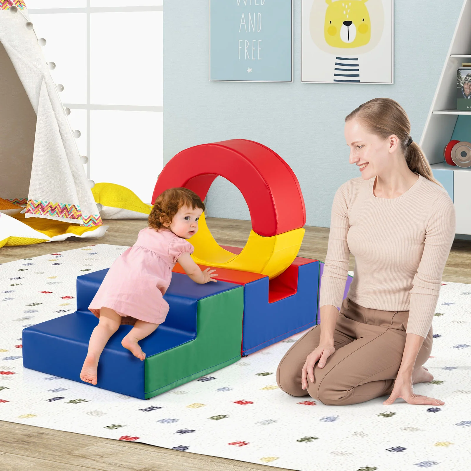 5 Pieces Kids Climbing Toys with PU Leather Cover-Multicolor - Image 2