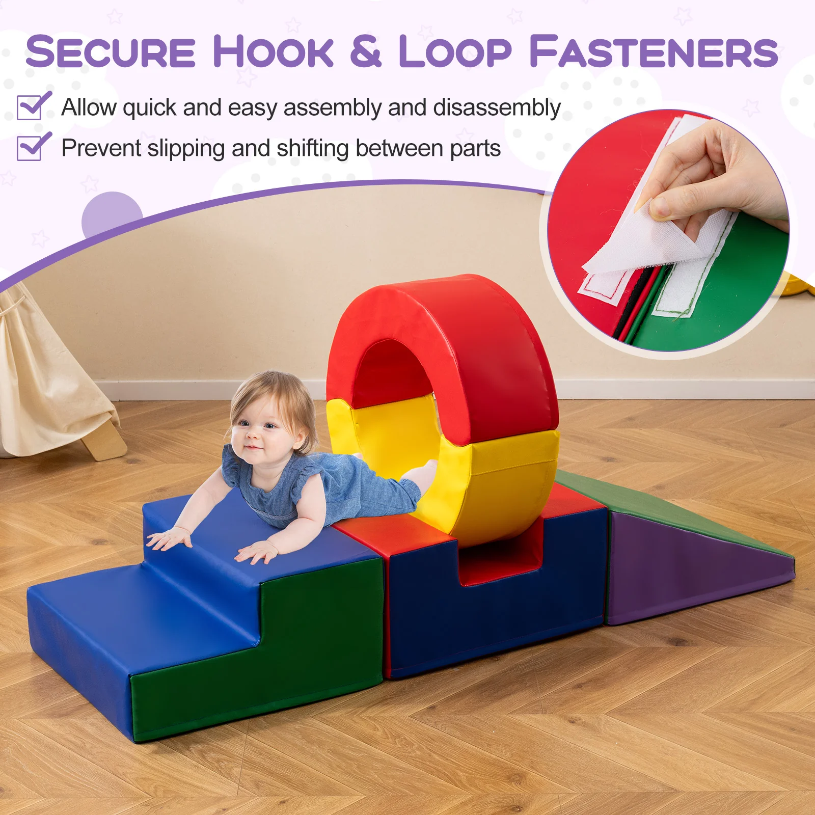 5 Pieces Kids Climbing Toys with PU Leather Cover-Multicolor - Image 7