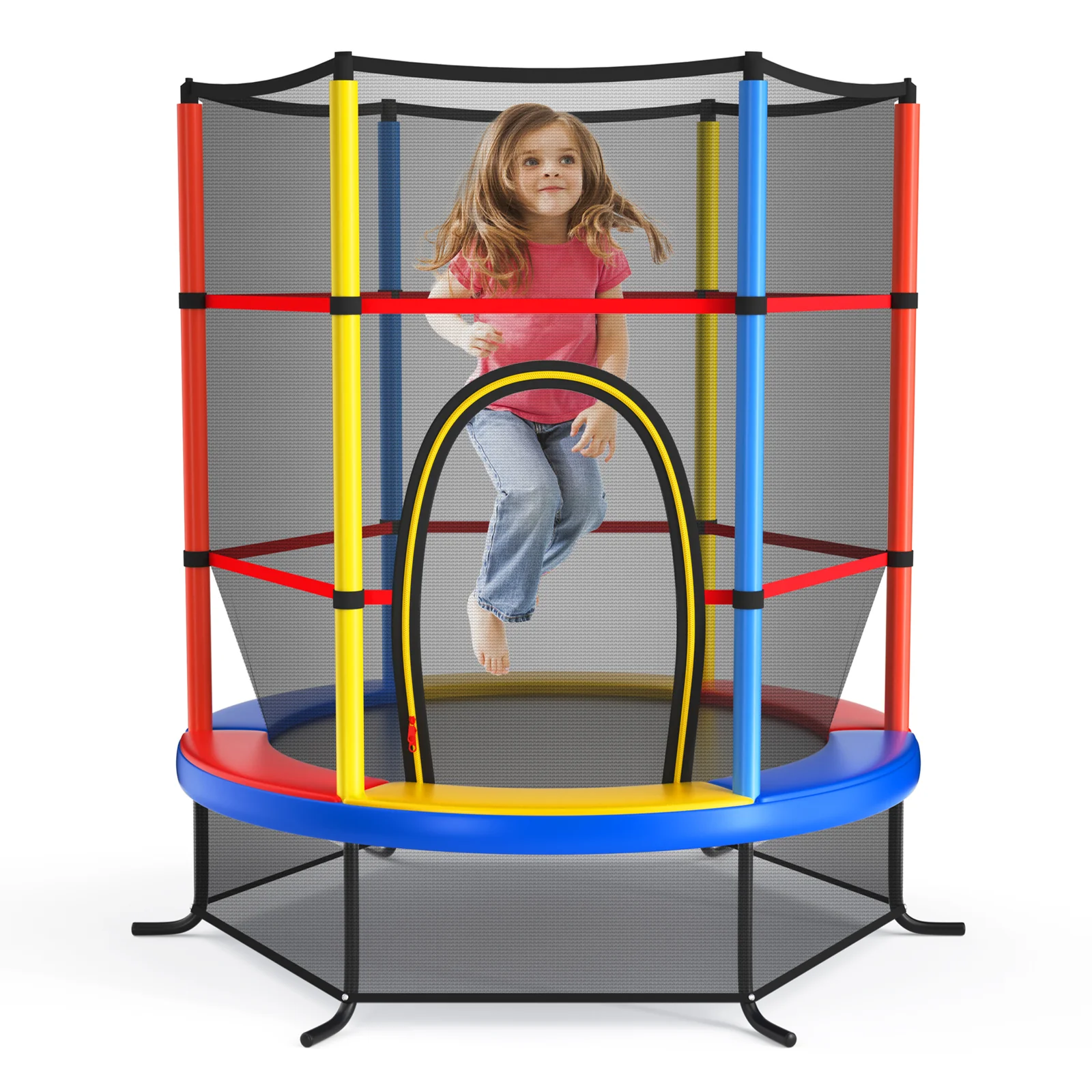 55 Inch Kids Recreational Trampoline Bouncing Jumping Mat with Enclosure Net - Image 16