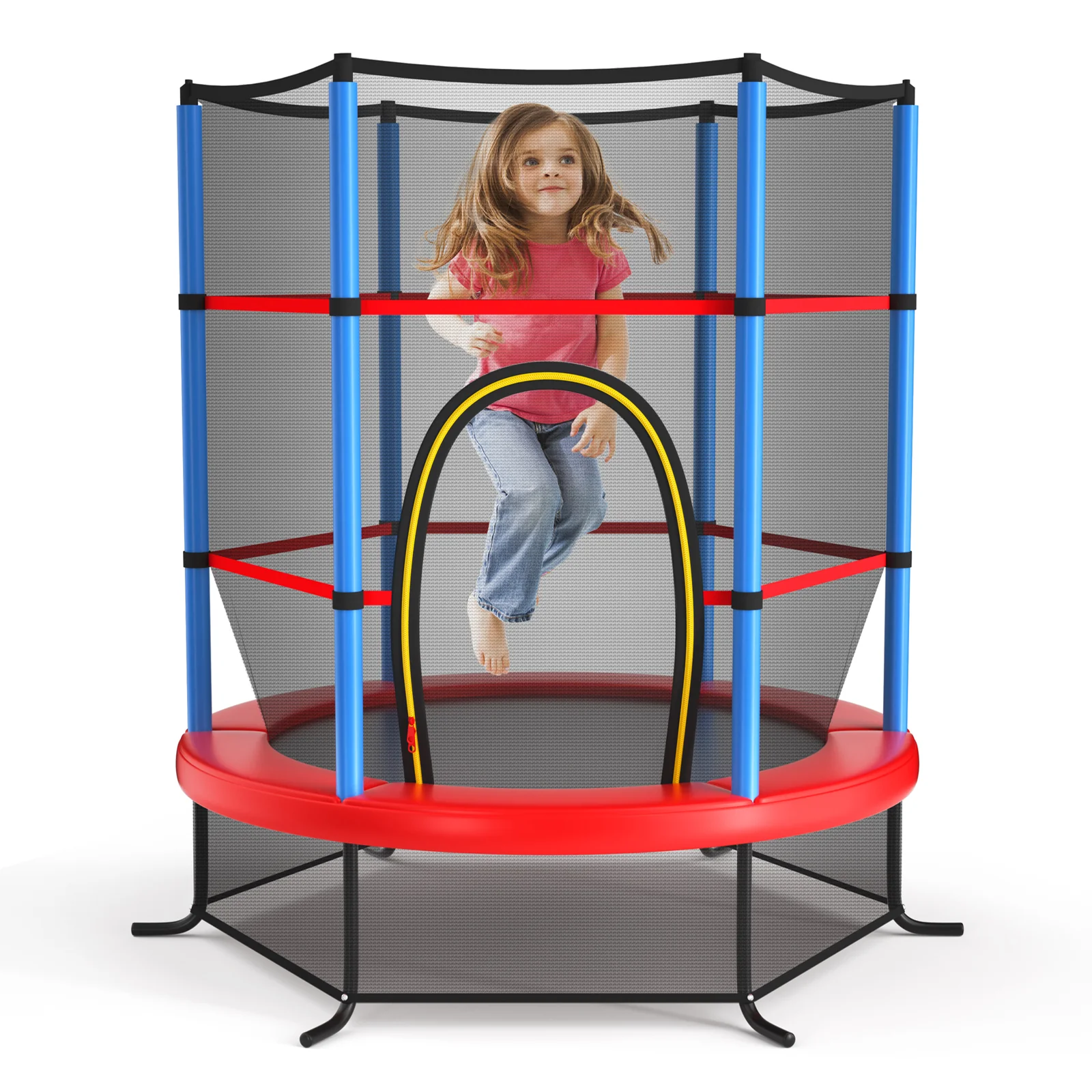 55 Inch Kids Recreational Trampoline Bouncing Jumping Mat with Enclosure Net - Image 2