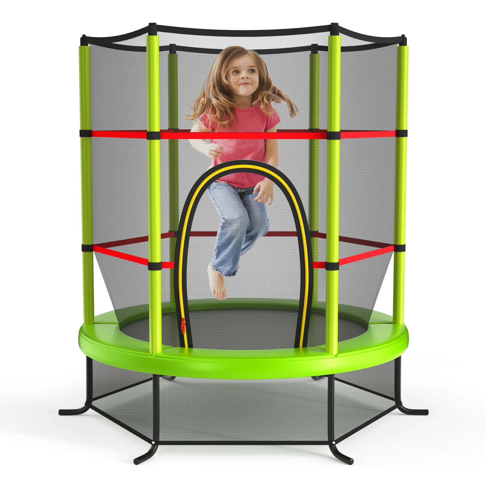 55 Inch Kids Recreational Trampoline Bouncing Jumping Mat with Enclosure Net - Image 24