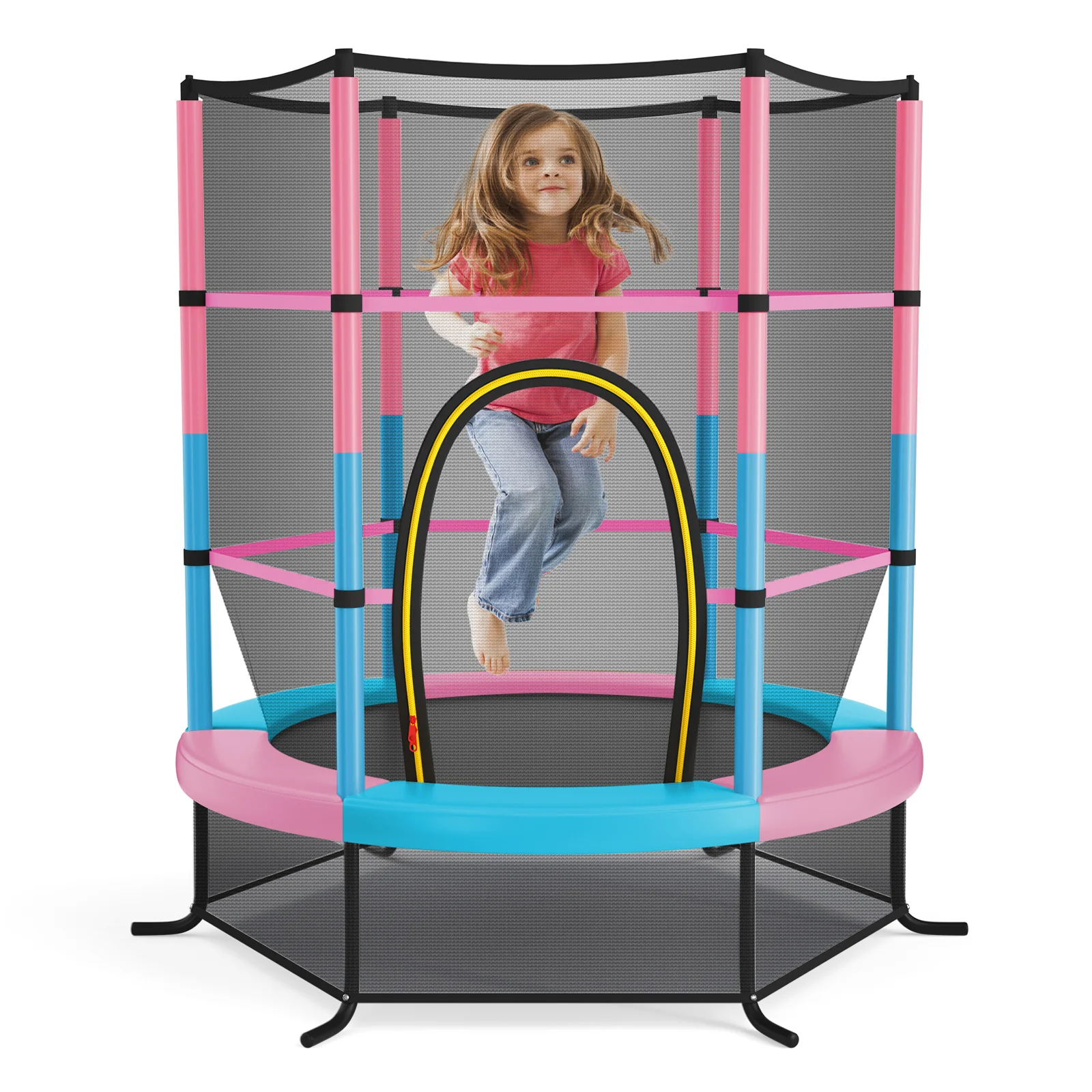 55 Inch Kids Recreational Trampoline Bouncing Jumping Mat with Enclosure Net - Image 32