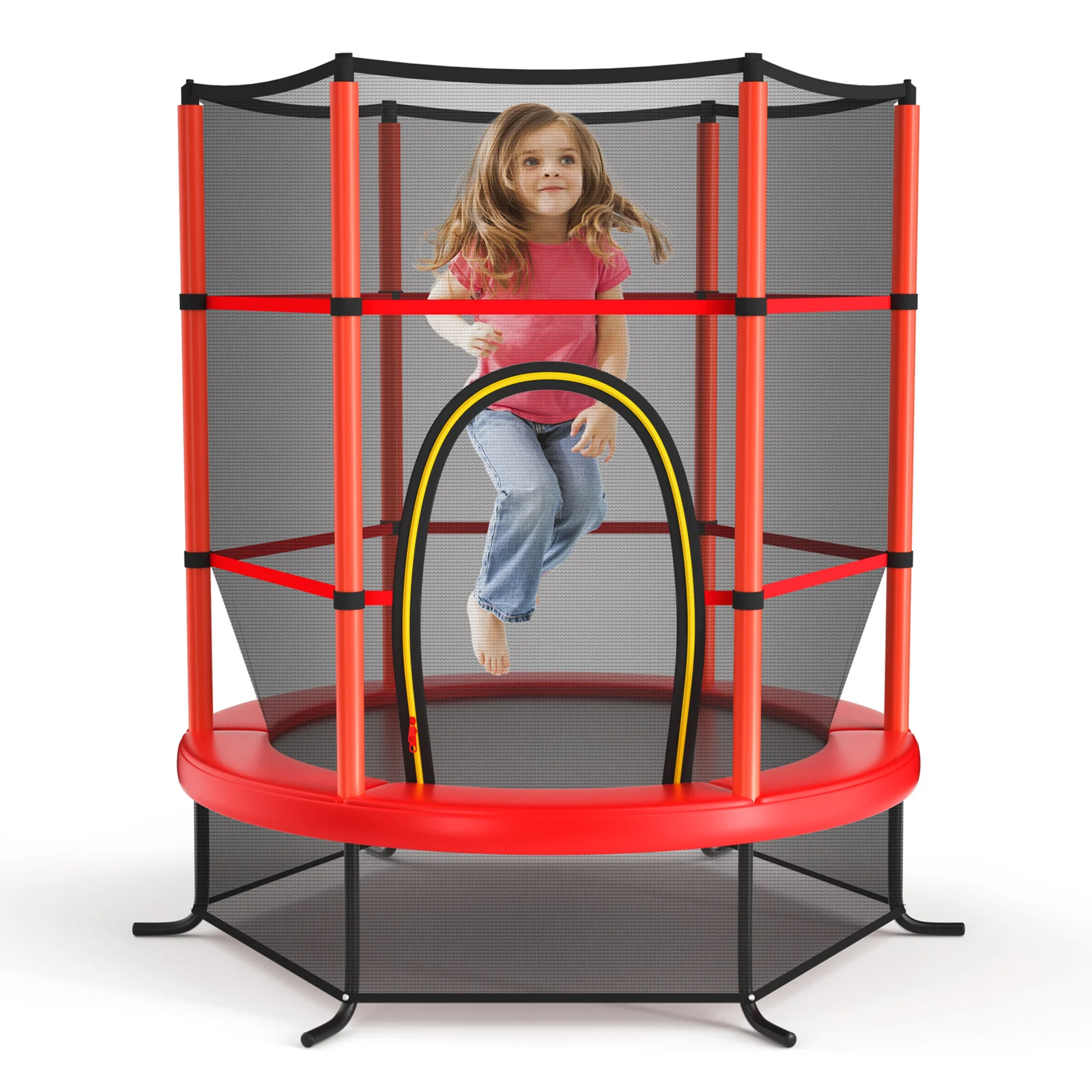 55 Inch Kids Recreational Trampoline Bouncing Jumping Mat with Enclosure Net - Image 9