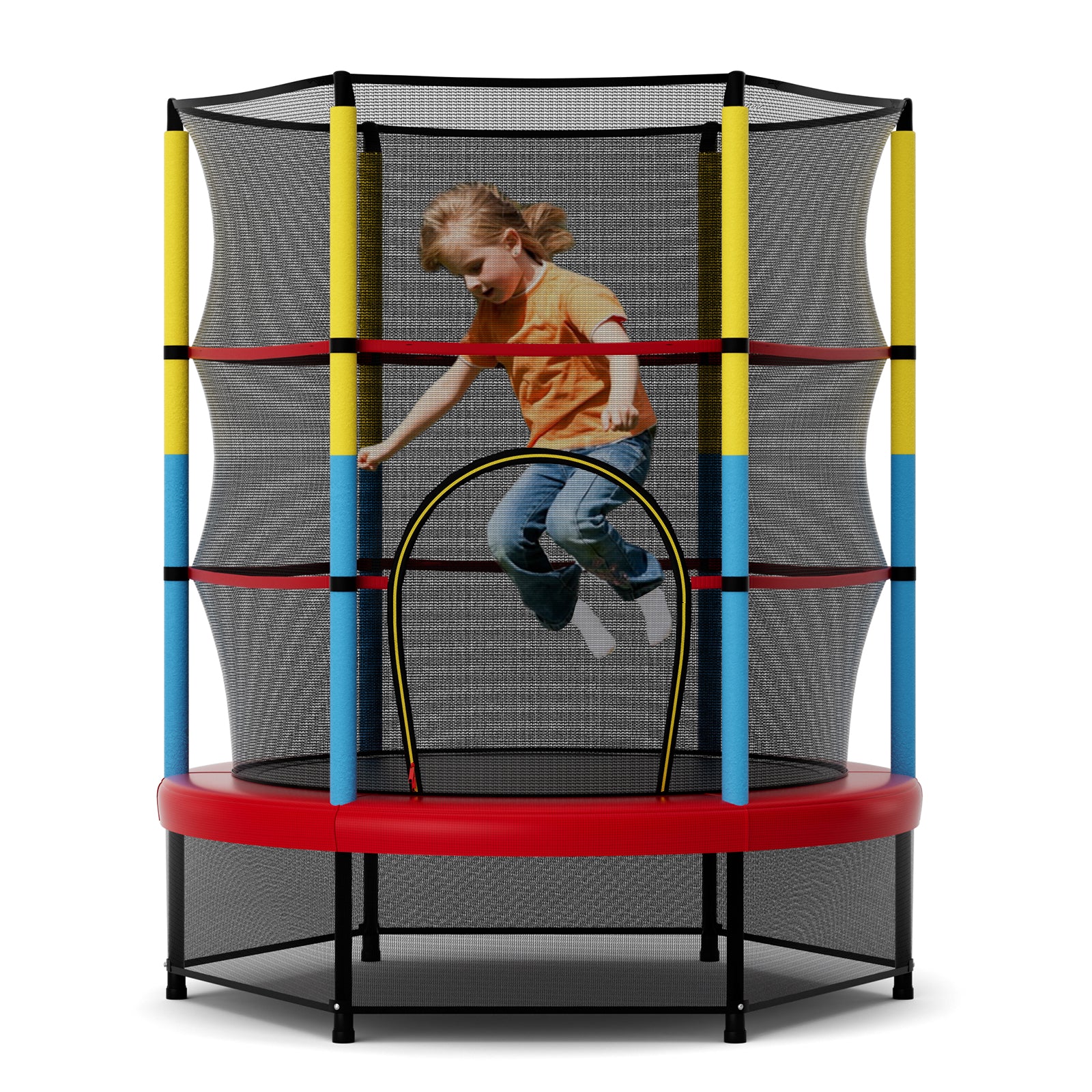 55 Inch Mini Trampoline for Kids with Safety Enclosure Net for Indoor Outdoor - Image 4