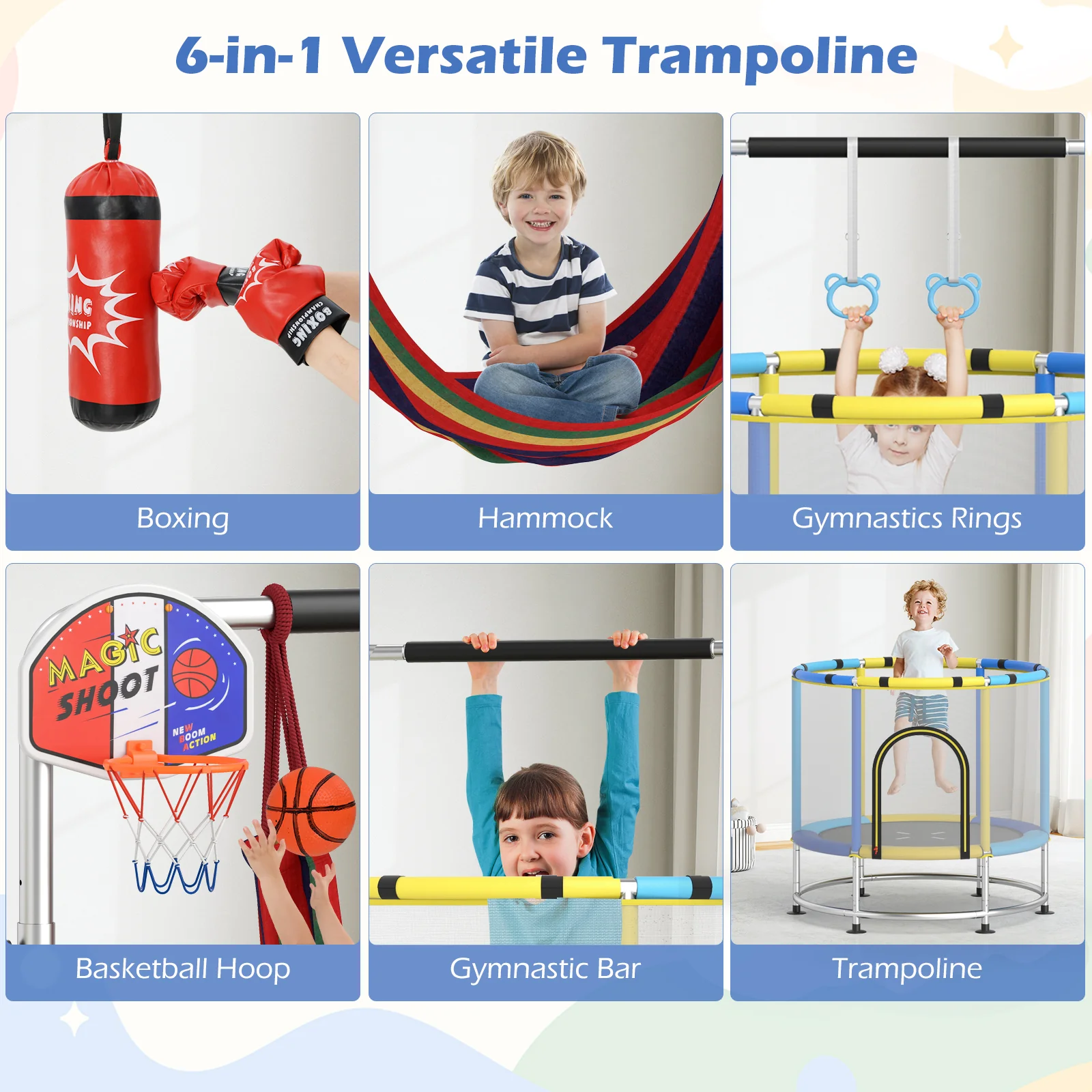 55" Kids Trampoline Gift for for 3-6 Years Old Boys and Girls - Image 12