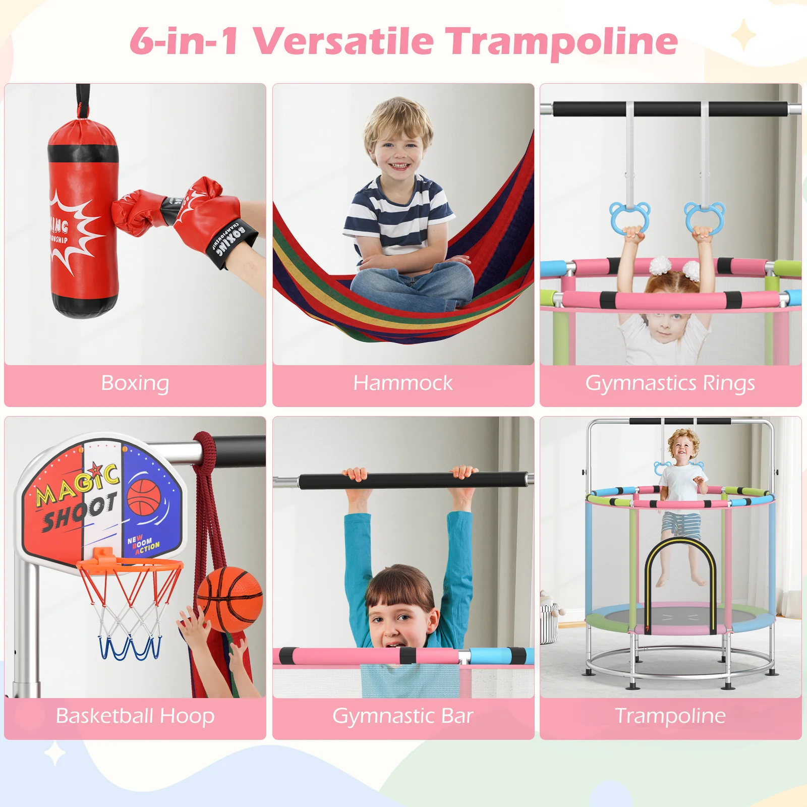 55" Kids Trampoline Gift for for 3-6 Years Old Boys and Girls - Image 28