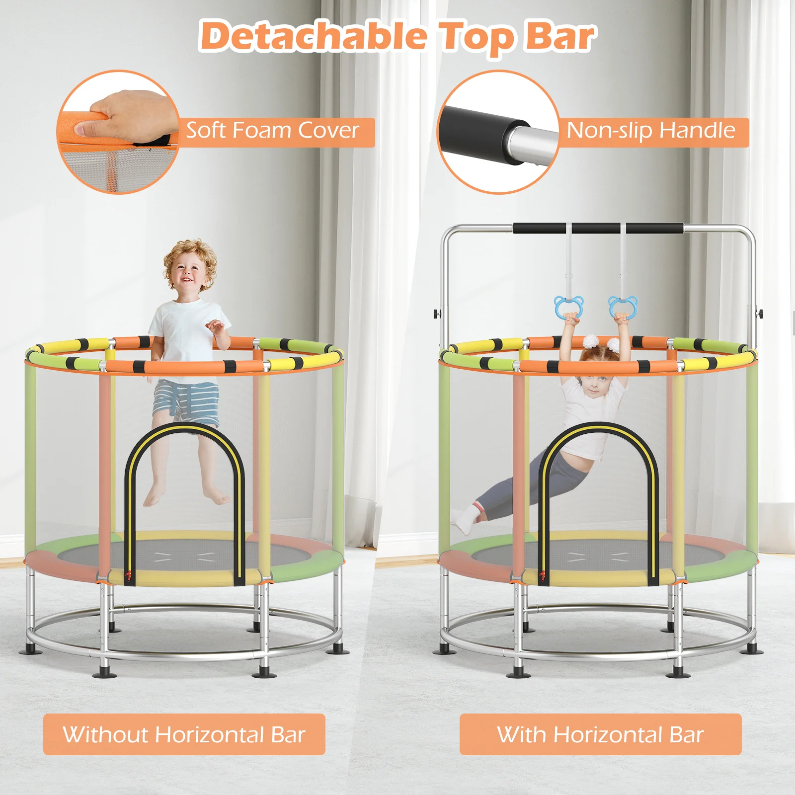 55" Kids Trampoline Gift for for 3-6 Years Old Boys and Girls - Image 8