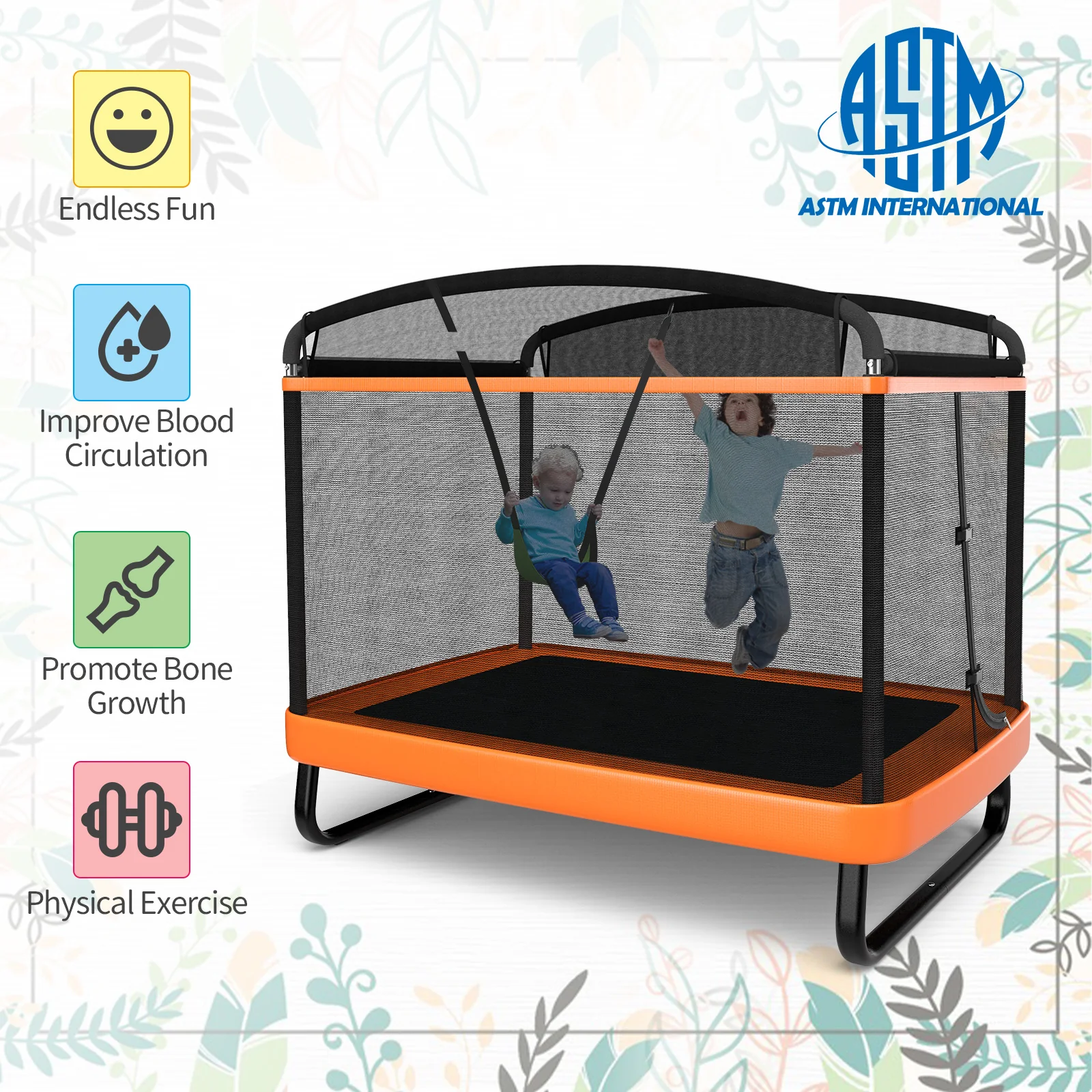 6 Feet Kids Entertaining Trampoline with Swing Safety Fence - Image 8