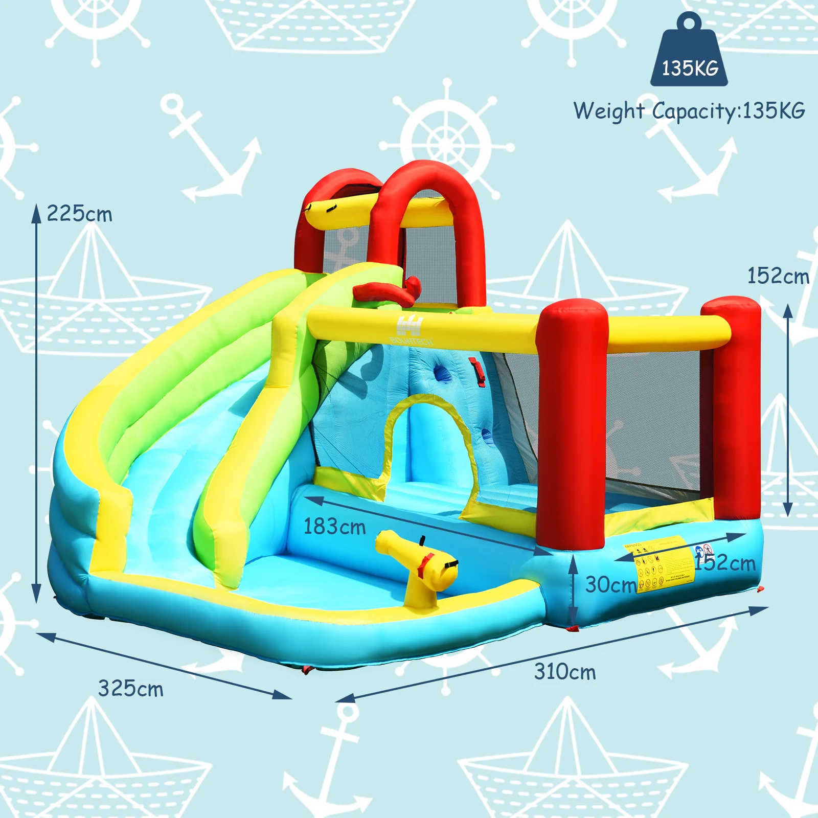 6-in-1 Inflatable Bounce House with Climbing Wall and Basketball Hoop with Blower - Image 5