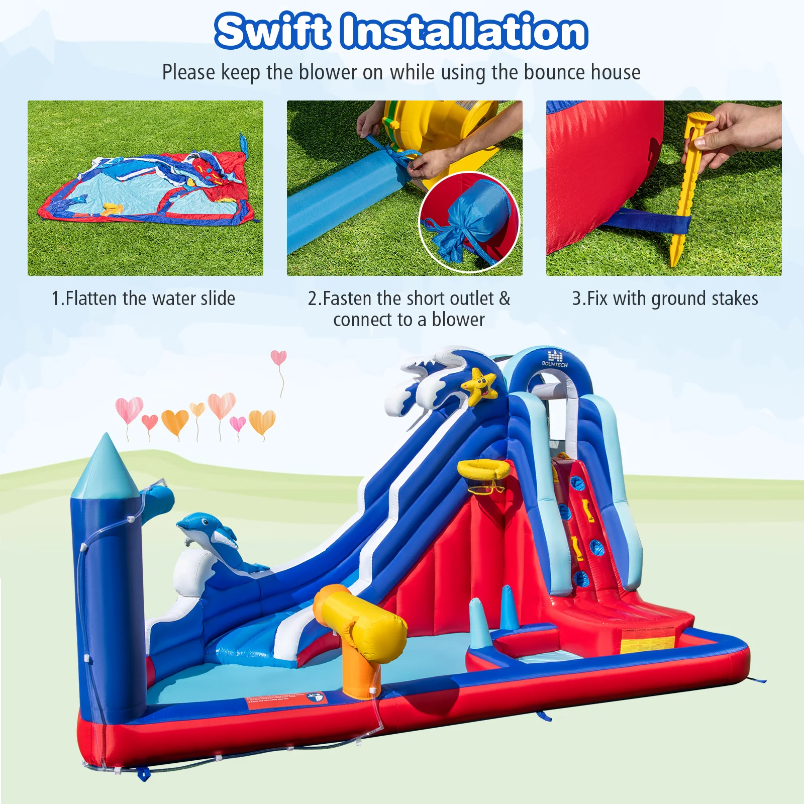 6-In-1 Inflatable Water Park with 735W Blower - Image 6