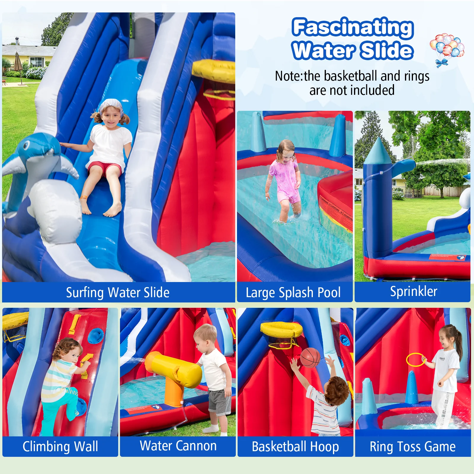 6-In-1 Inflatable Water Park with 735W Blower - Image 7