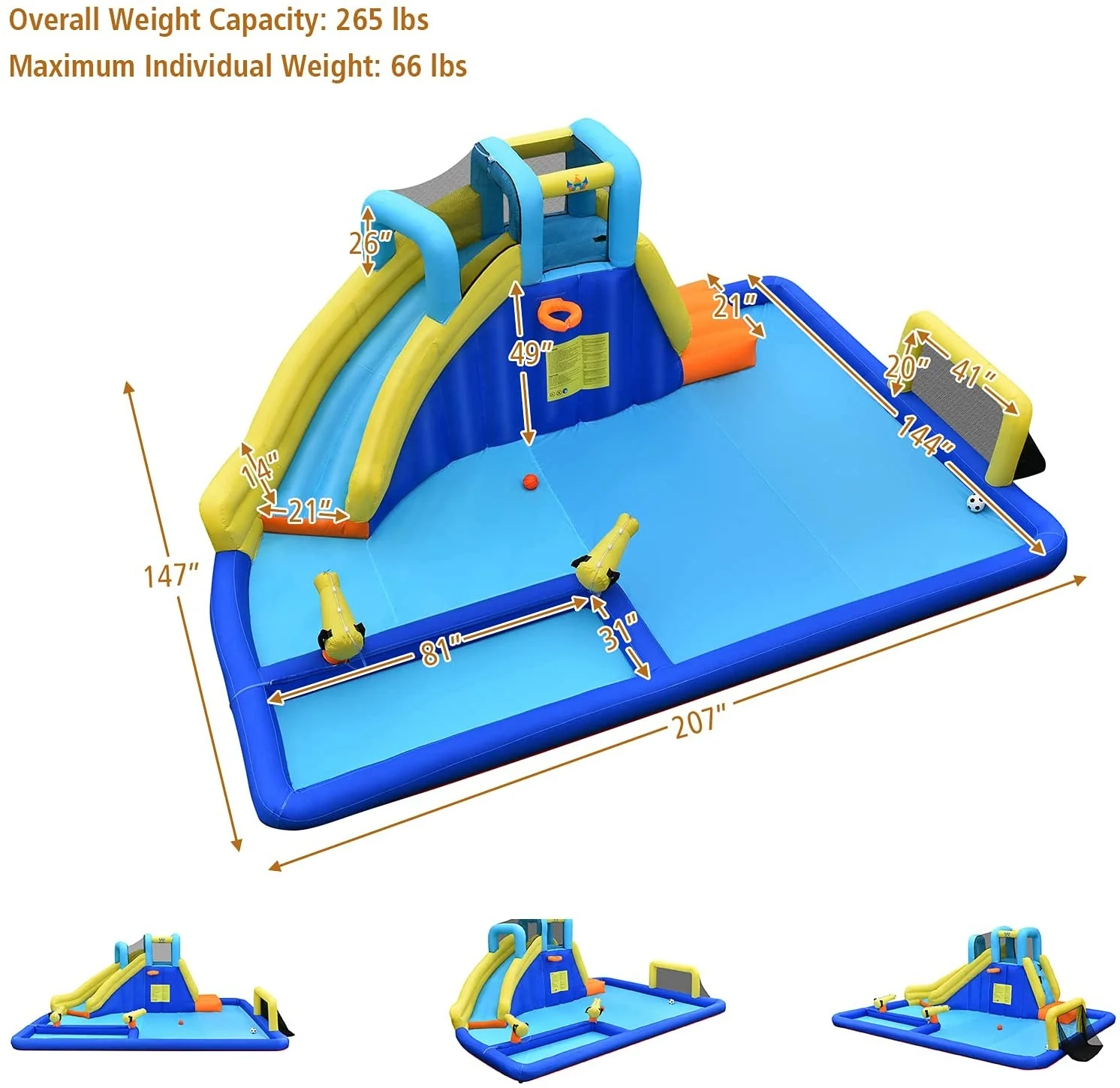 6-in-1 Inflatable Water Slides with Blower for Kids - Image 3
