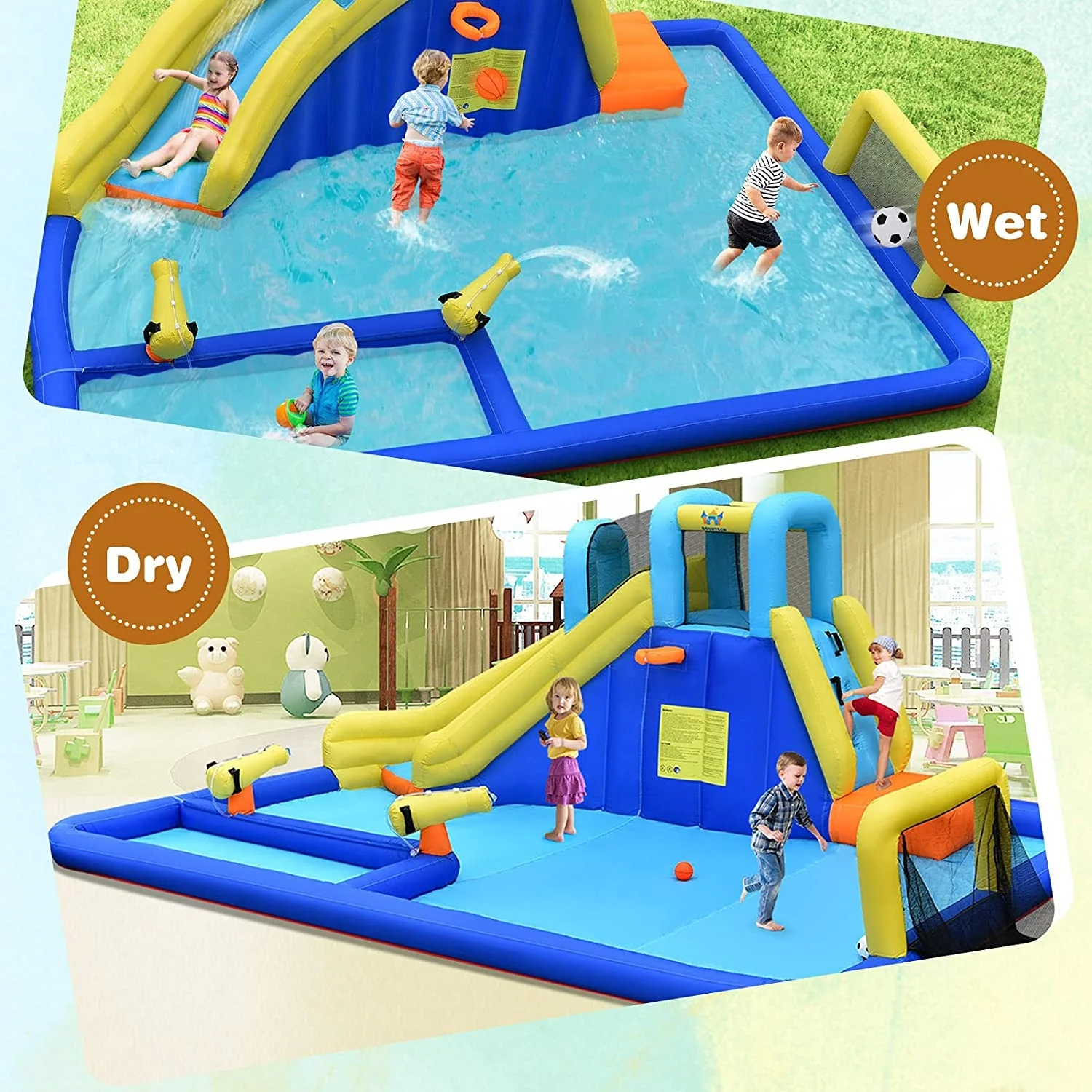 6-in-1 Inflatable Water Slides with Blower for Kids - Image 4