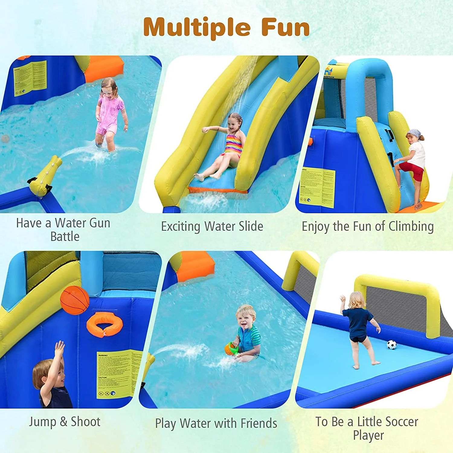 6-in-1 Inflatable Water Slides with Blower for Kids - Image 6