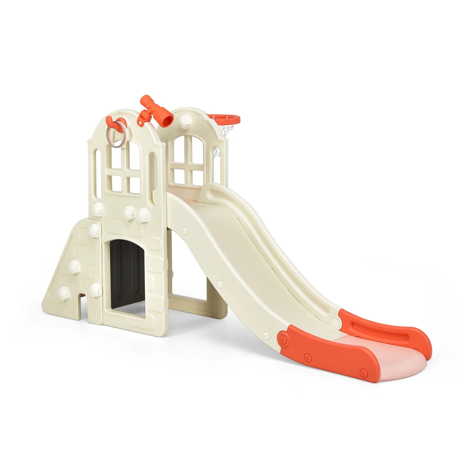 6-In-1 Large Slide for Kids Toddler Climber Slide Playset with Basketball Hoop - Image 11