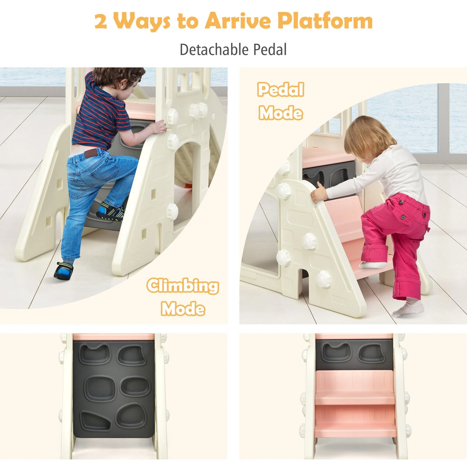 6-In-1 Large Slide for Kids Toddler Climber Slide Playset with Basketball Hoop - Image 14
