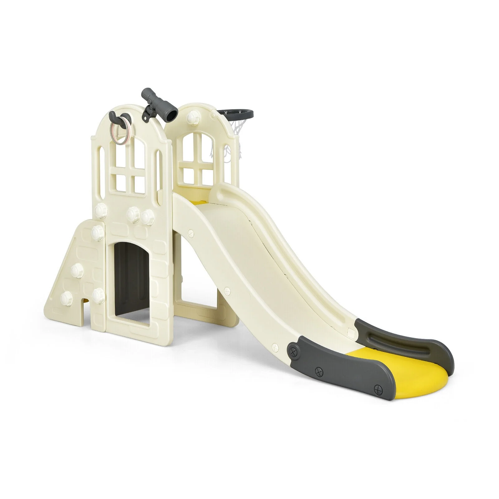 6-In-1 Large Slide for Kids Toddler Climber Slide Playset with Basketball Hoop - Image 19