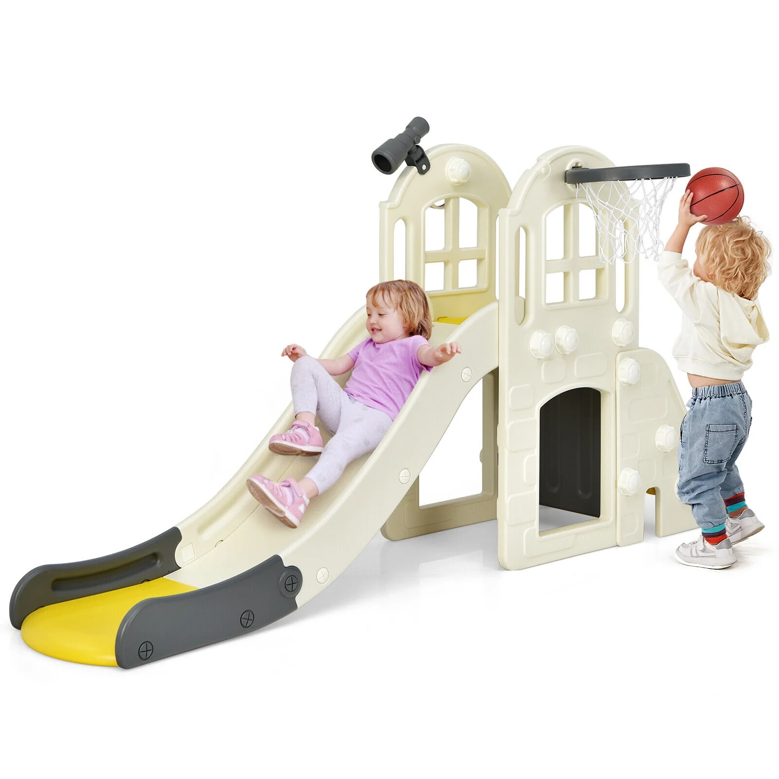 6-In-1 Large Slide for Kids Toddler Climber Slide Playset with Basketball Hoop - Image 20