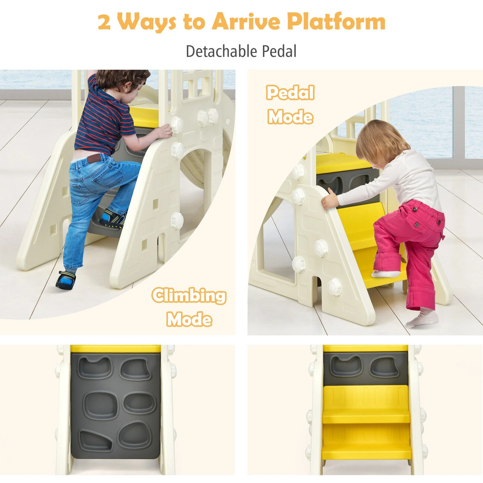 6-In-1 Large Slide for Kids Toddler Climber Slide Playset with Basketball Hoop - Image 22