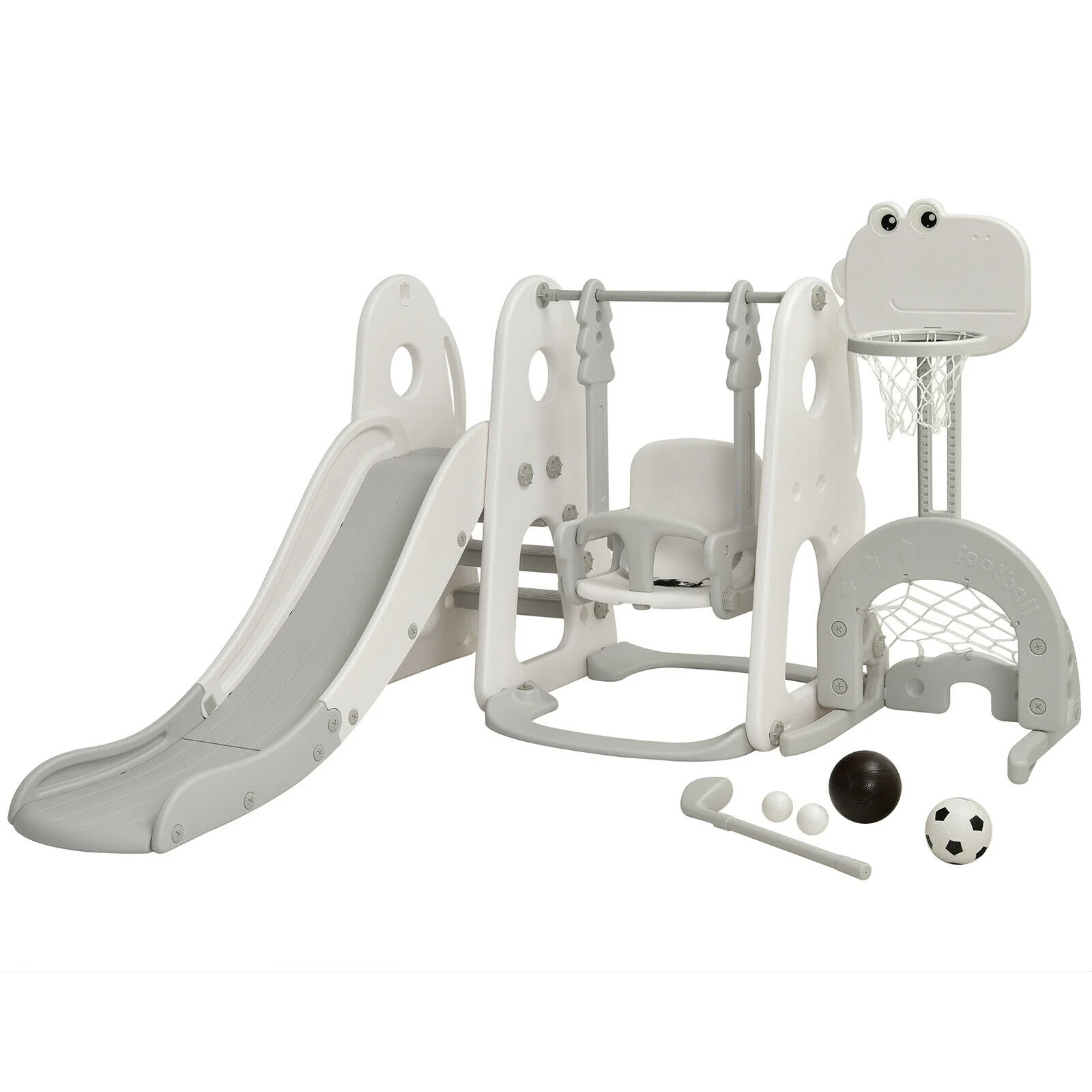 6 in 1 Toddler Slide and Swing Set with Ball Games - Image 11