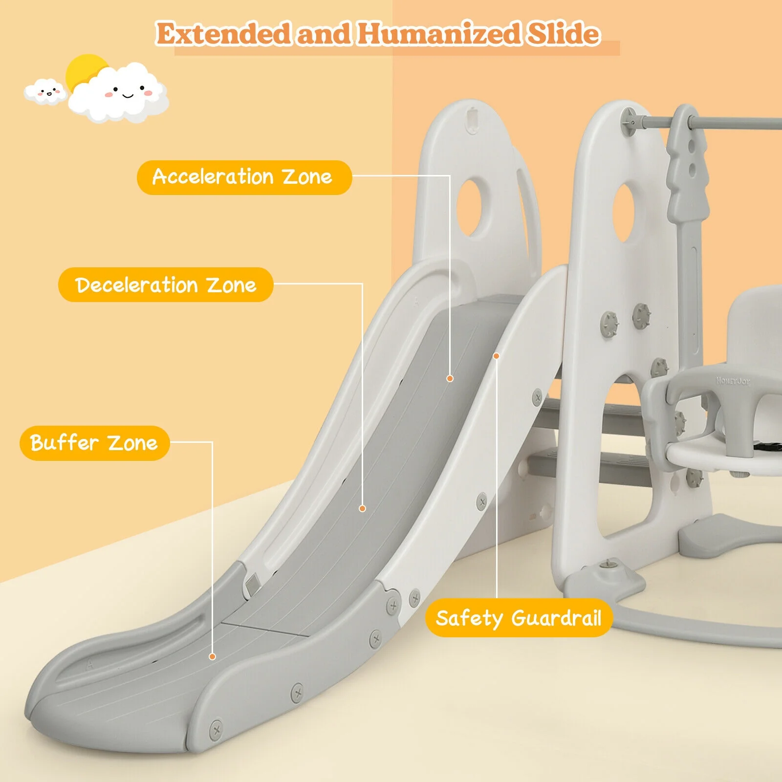 6 in 1 Toddler Slide and Swing Set with Ball Games - Image 14