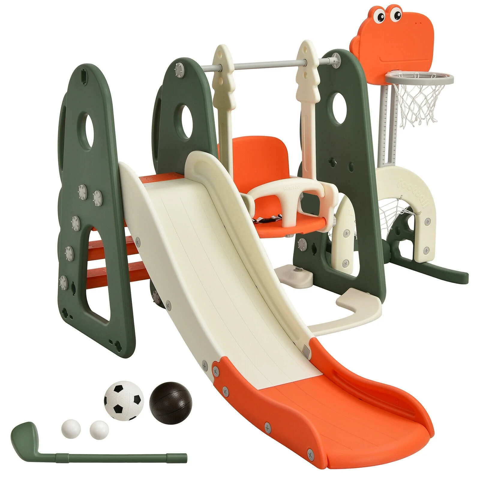 6 in 1 Toddler Slide and Swing Set with Ball Games - Image 4