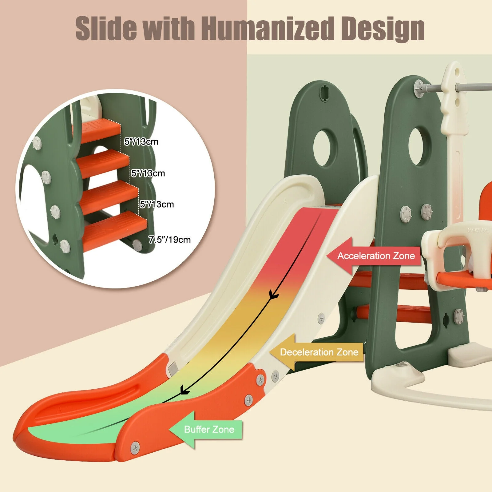 6 in 1 Toddler Slide and Swing Set with Ball Games - Image 8
