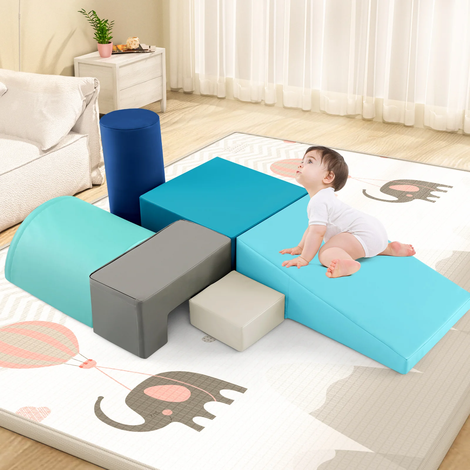 6 Pieces Foam Climbing Blocks Indoor Climb and Crawl Activity Playset with Rectangles - Image 10