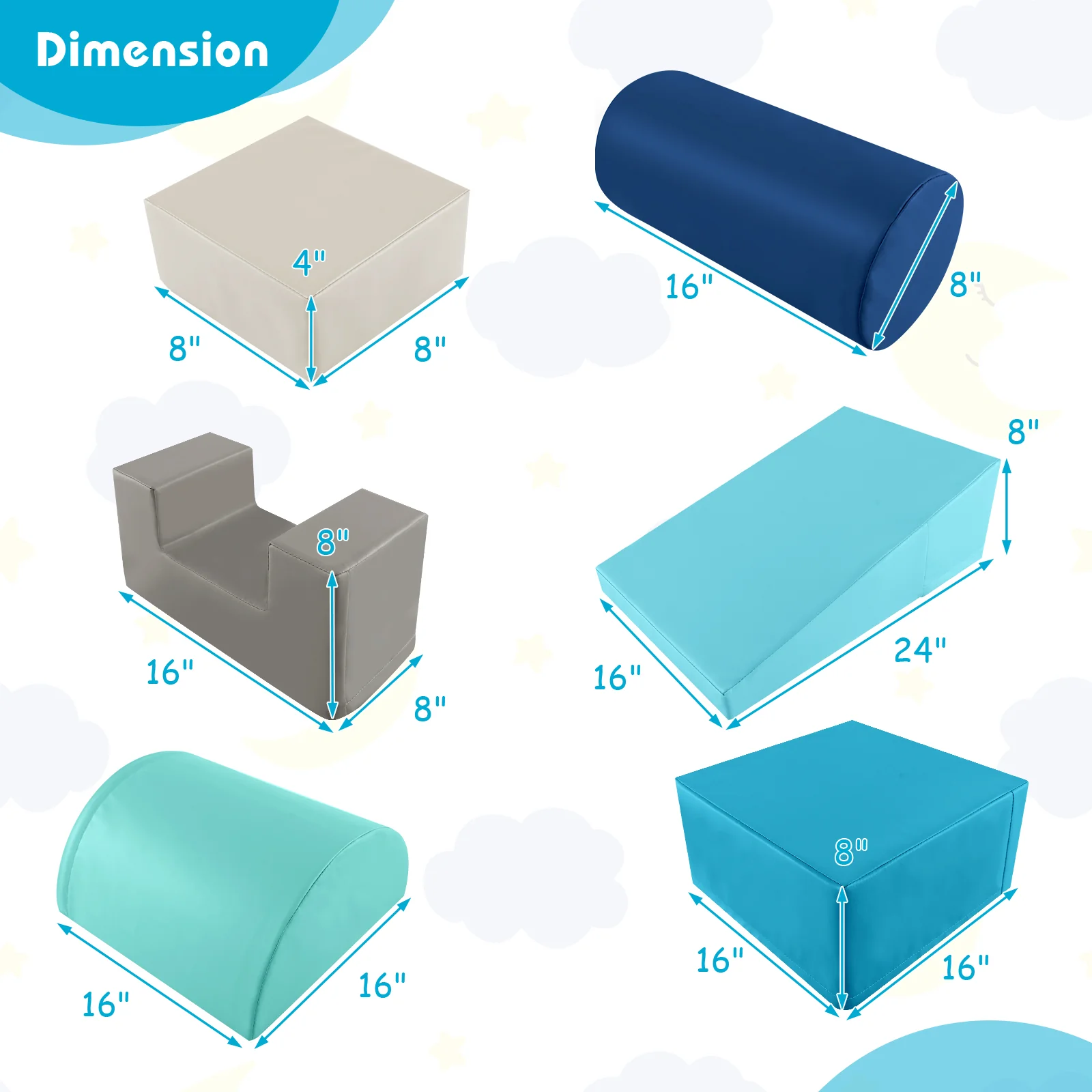 6 Pieces Foam Climbing Blocks Indoor Climb and Crawl Activity Playset with Rectangles - Image 12