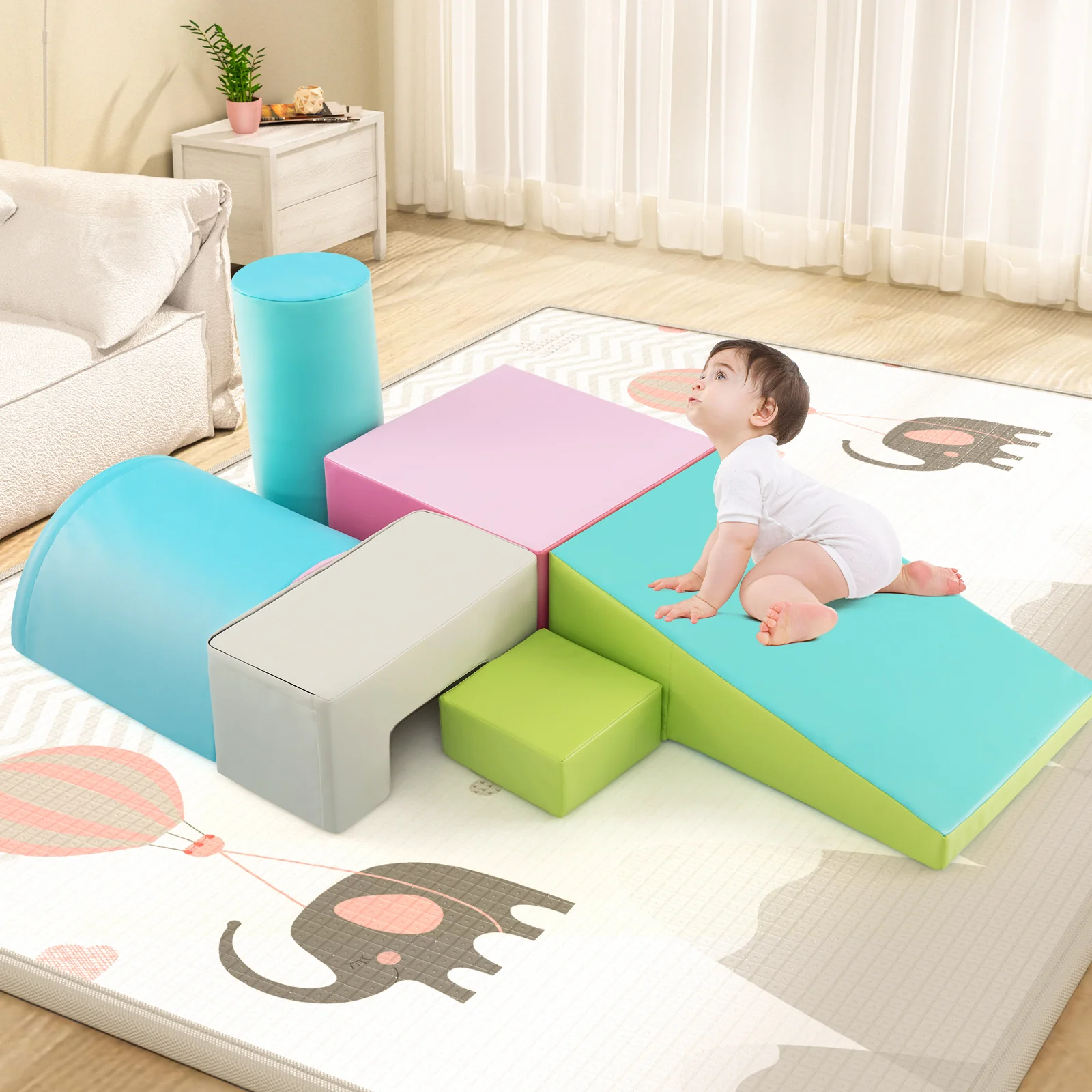 6 Pieces Foam Climbing Blocks Indoor Climb and Crawl Activity Playset with Rectangles - Image 17