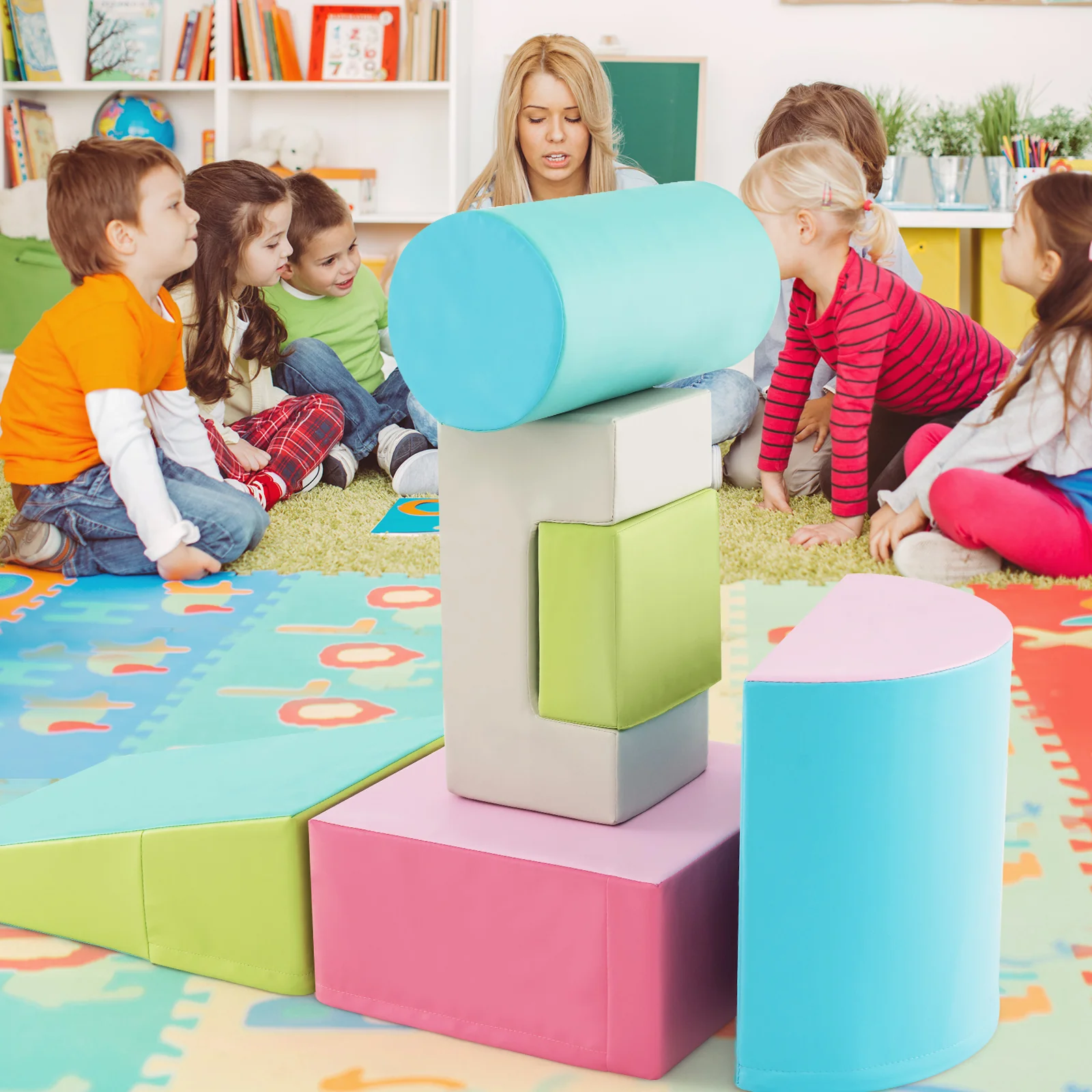6 Pieces Foam Climbing Blocks Indoor Climb and Crawl Activity Playset with Rectangles - Image 18