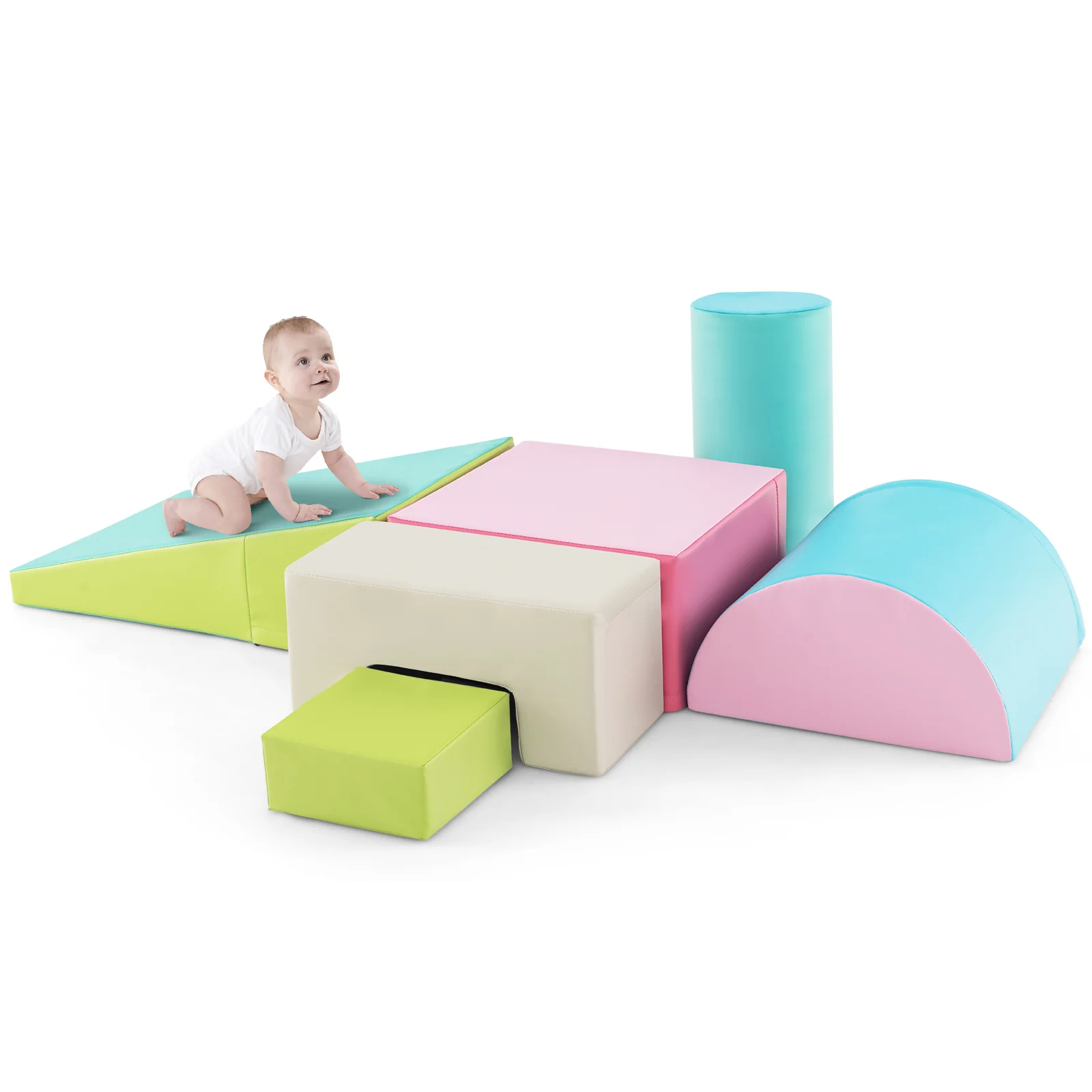 6 Pieces Foam Climbing Blocks Indoor Climb and Crawl Activity Playset with Rectangles - Image 19