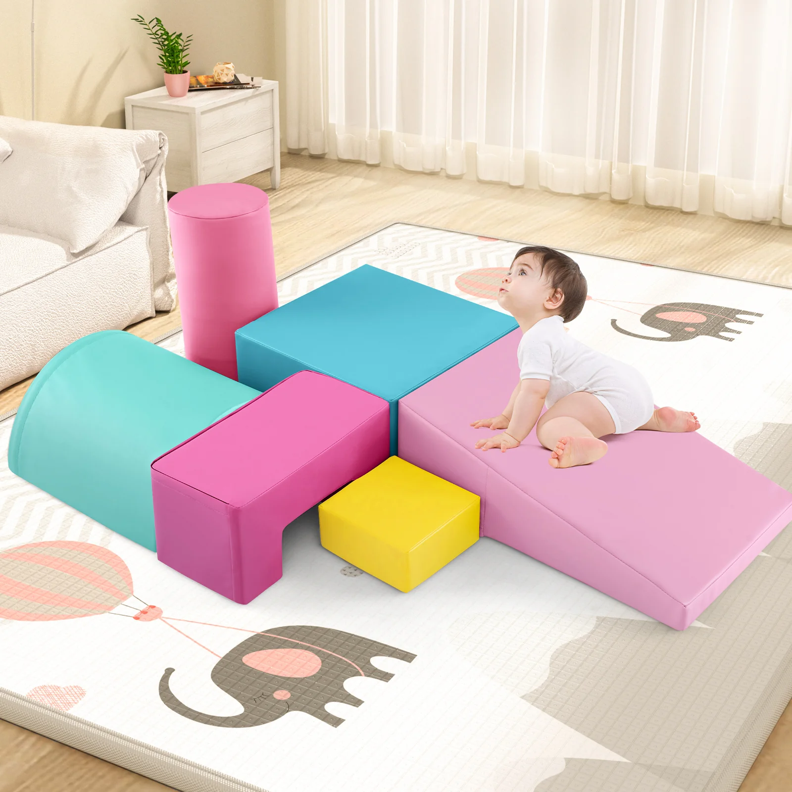 6 Pieces Foam Climbing Blocks Indoor Climb and Crawl Activity Playset with Rectangles - Image 25