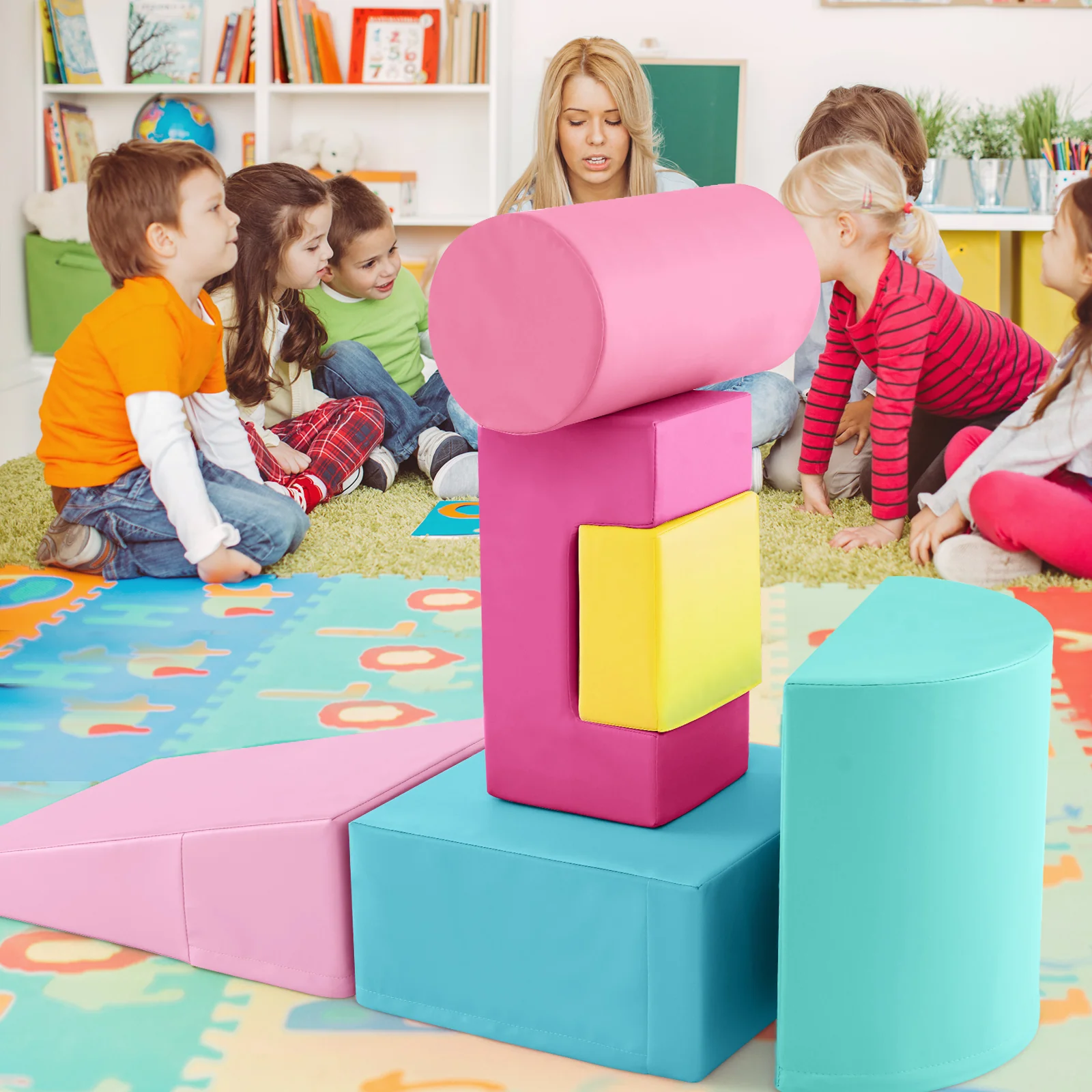 6 Pieces Foam Climbing Blocks Indoor Climb and Crawl Activity Playset with Rectangles - Image 26