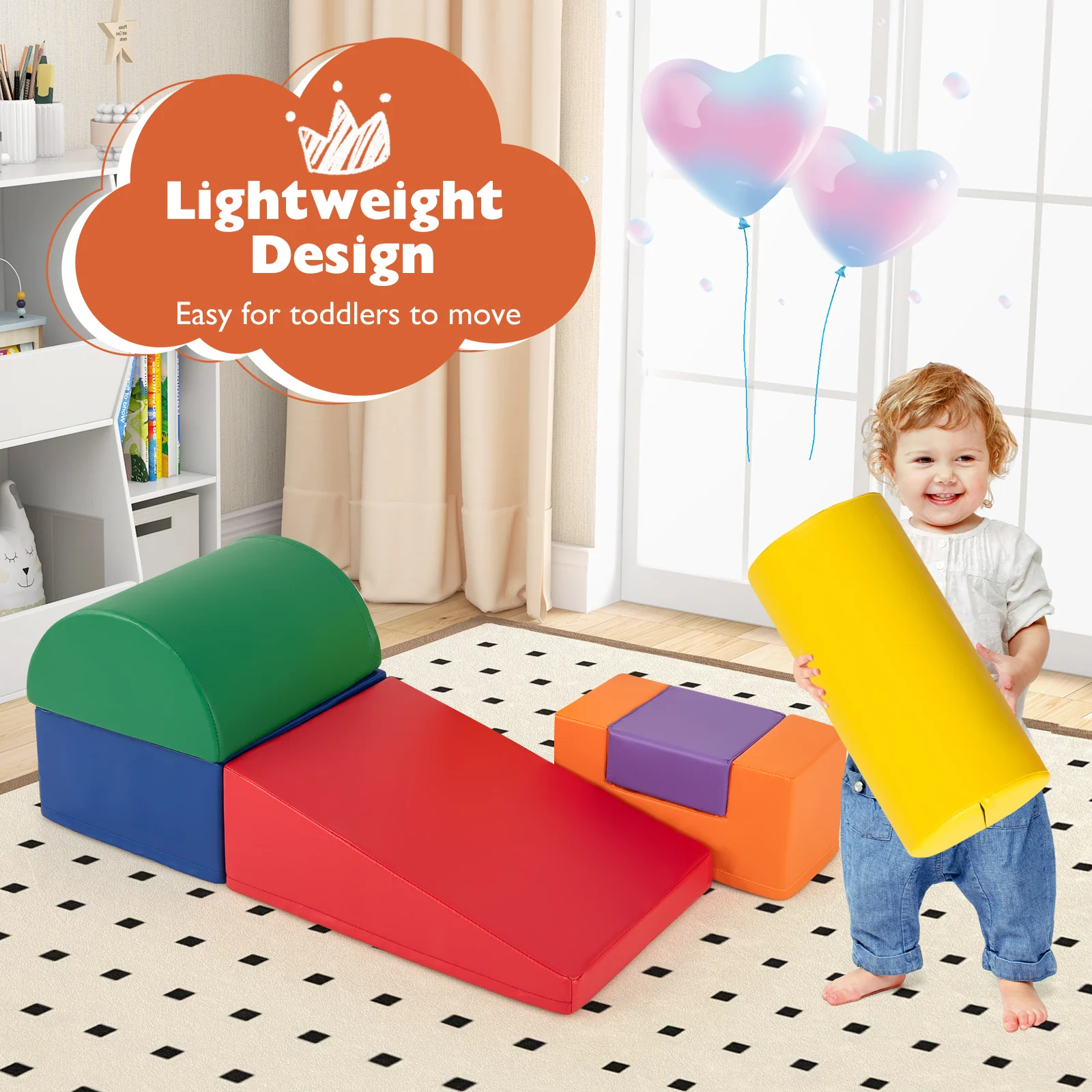 6 Pieces Foam Climbing Blocks Indoor Climb and Crawl Activity Playset with Rectangles - Image 47