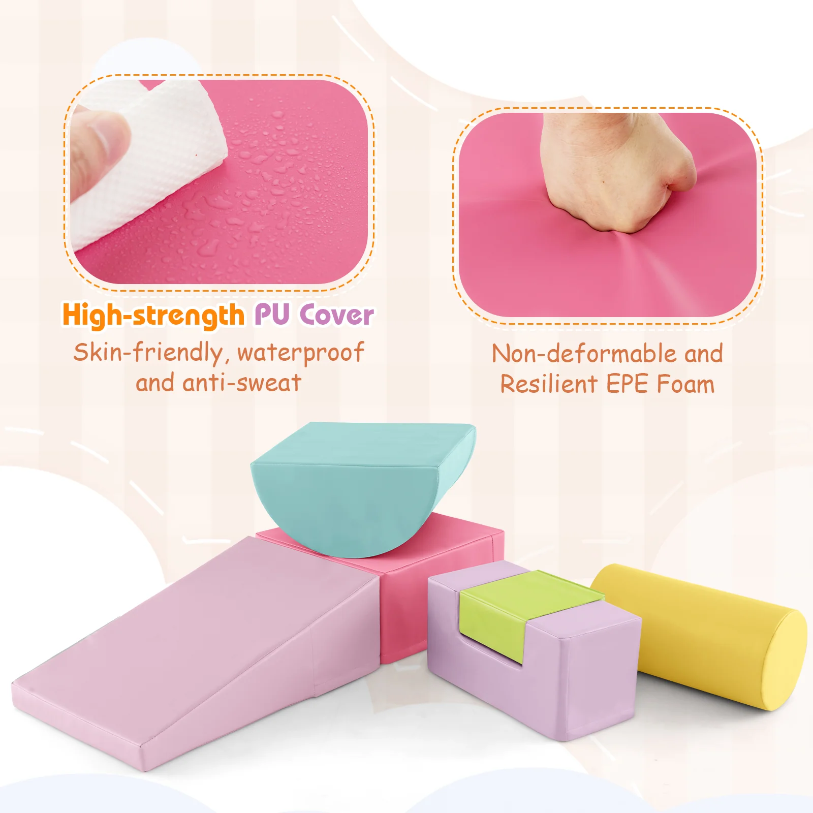 6 Pieces Foam Climbing Blocks Indoor Climb and Crawl Activity Playset with Rectangles - Image 5
